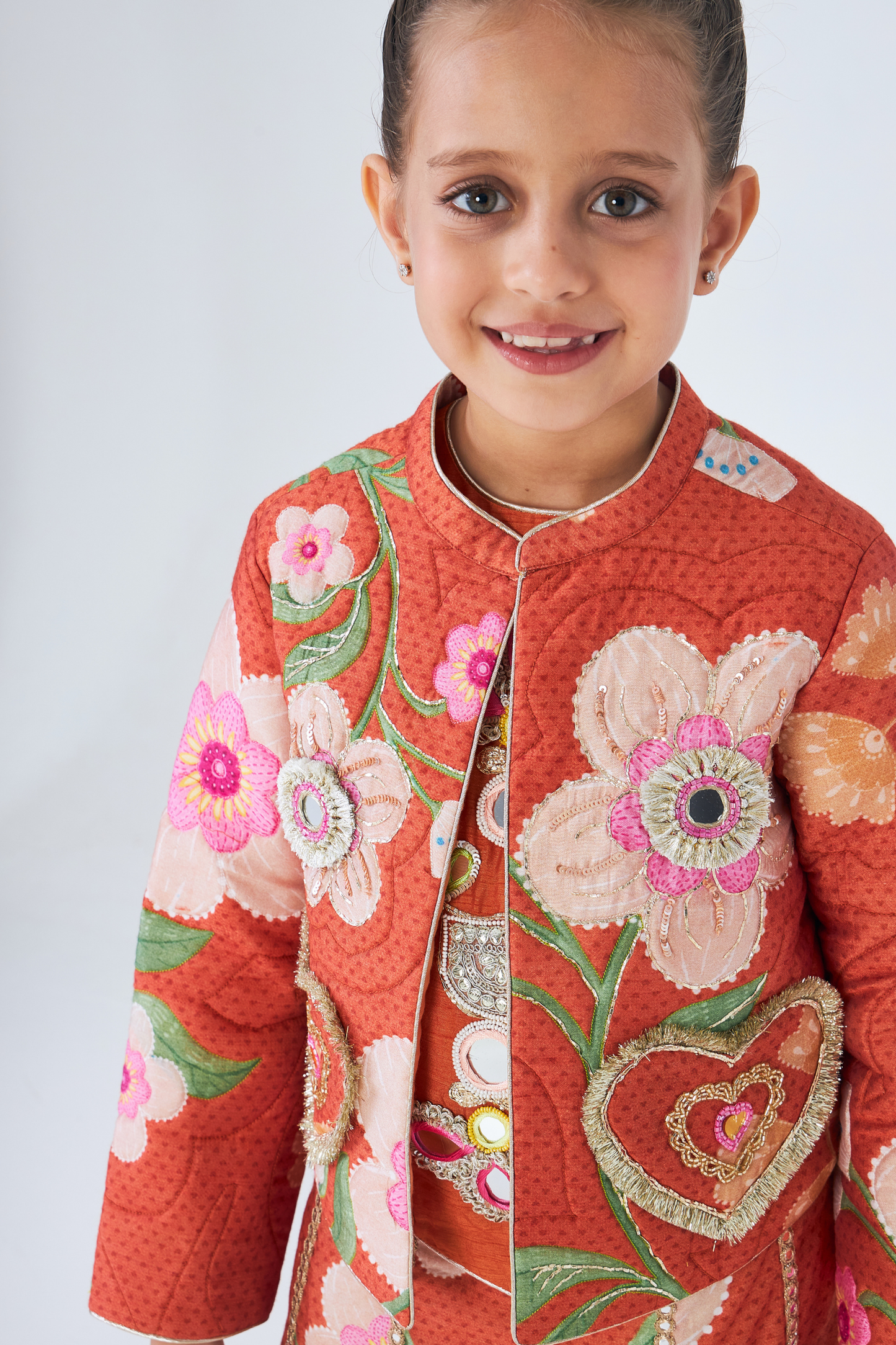 Riva Embellished Girls Quilted Jacket- 1 pc