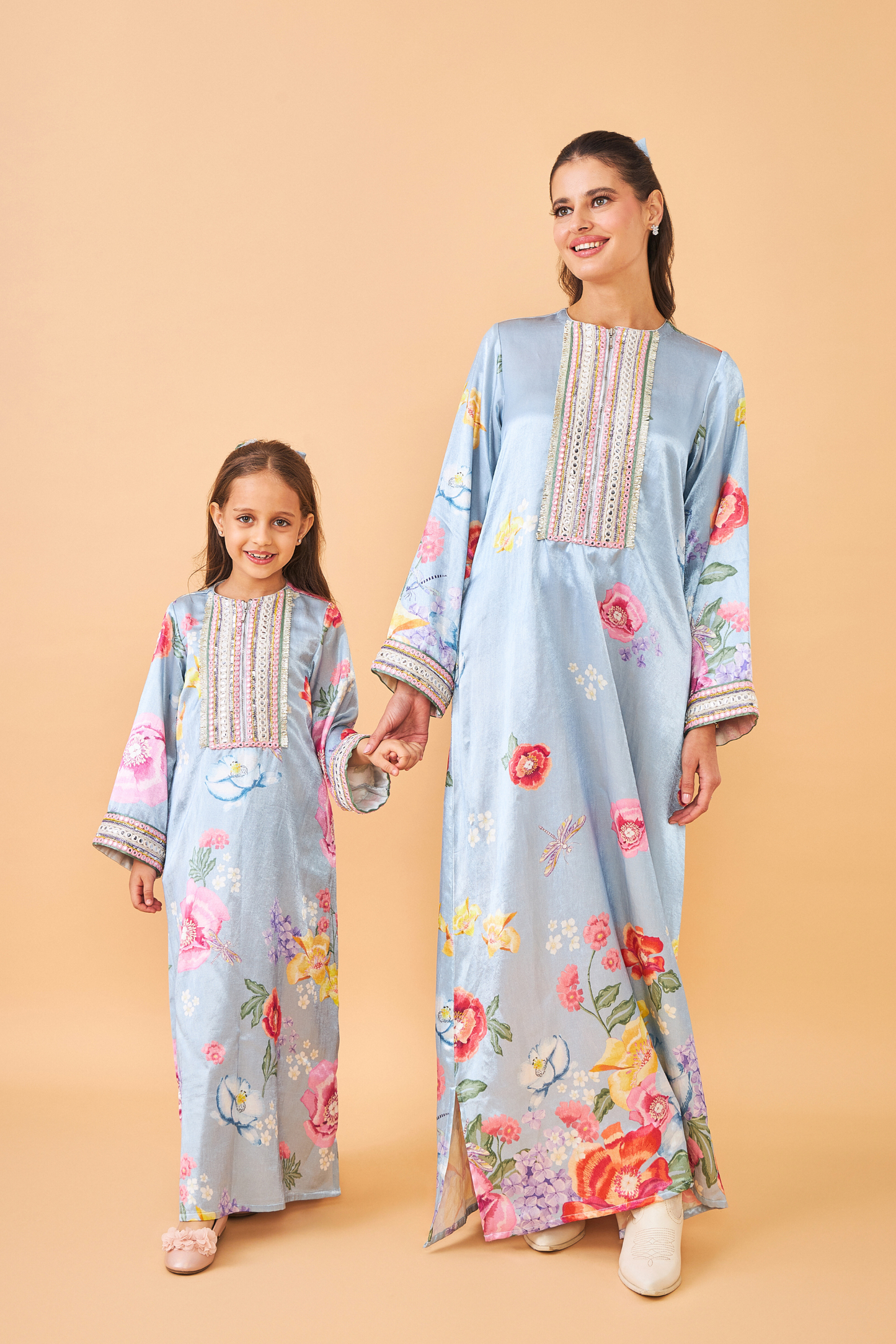 Zehra Blue Long Dress - Mom & Me