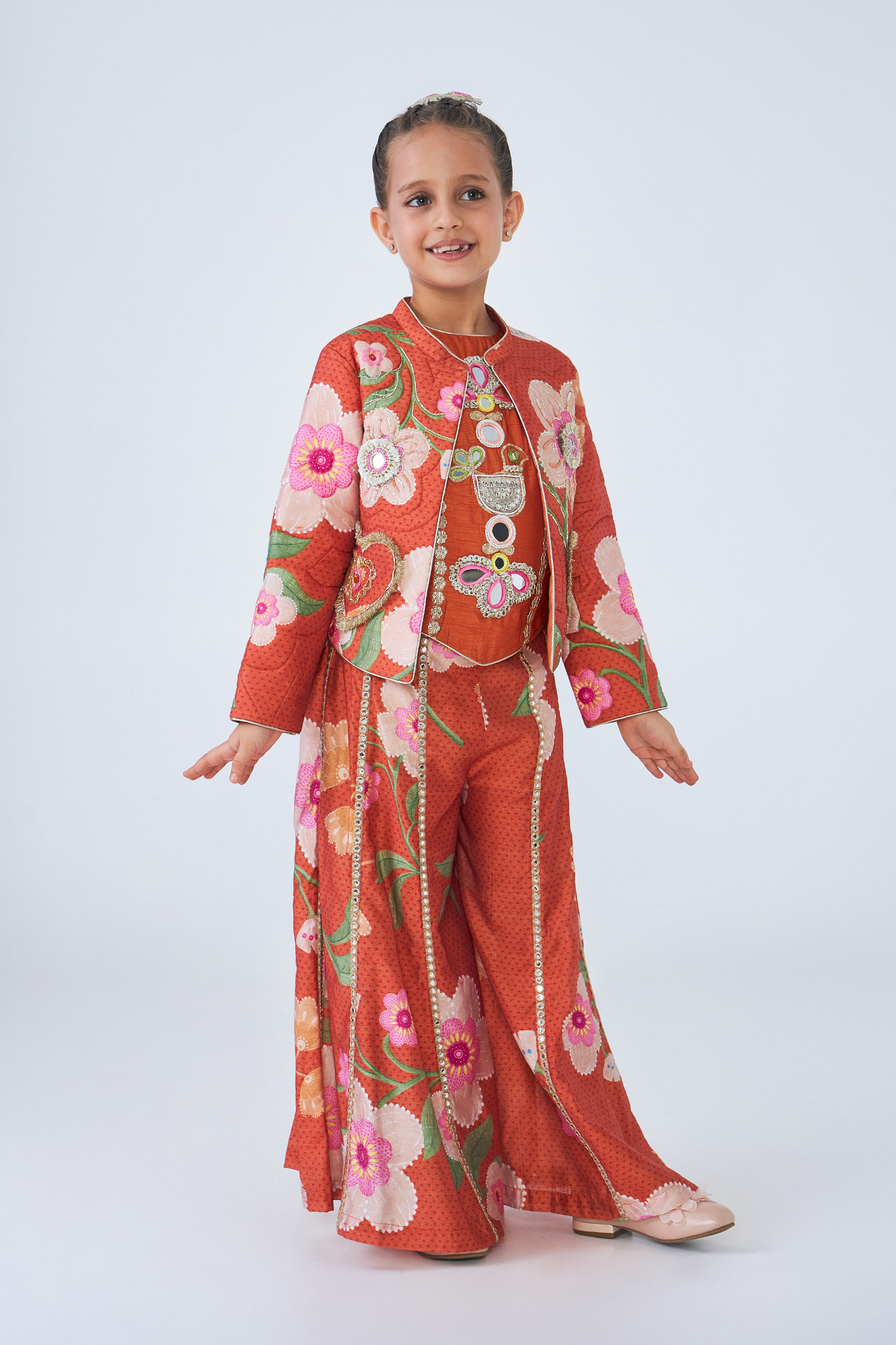 Riva Embellished Girls Quilted Jacket- 1 pc