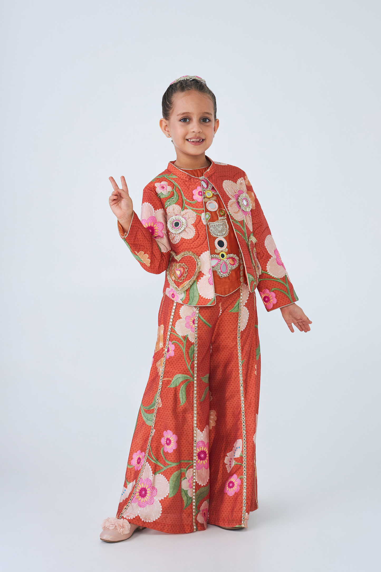 Riva Embellished Girls Quilted Jacket- 1 pc