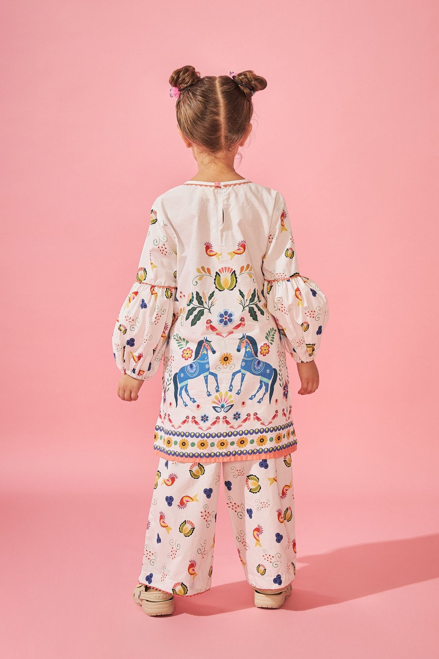 Horse Cuckoo Printed Girls Coord