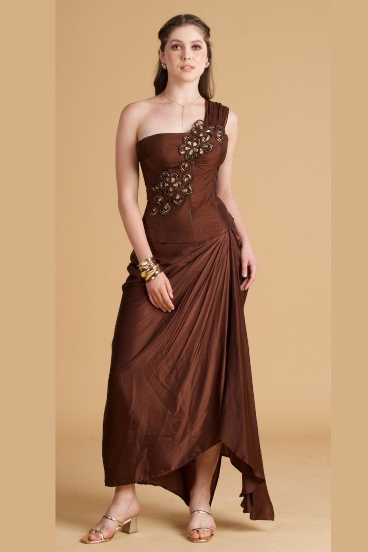 Cocoa Draped Corset and Drape skirt ( 2 pc set)