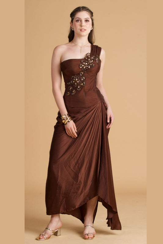 Cocoa Draped Corset and Drape skirt ( 2 pc set)