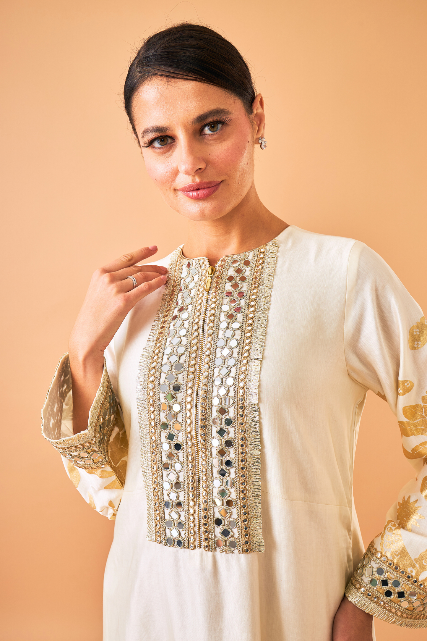 Alba Gold Coat with Long Dress - Mom & Me