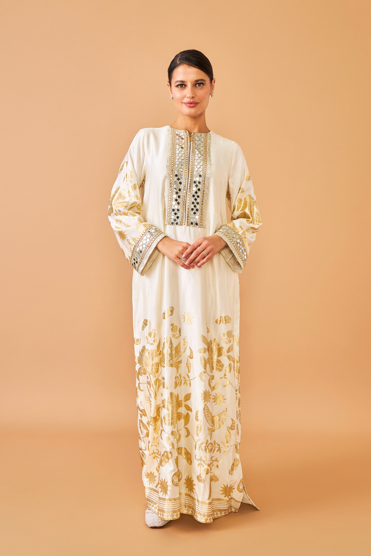 Alba Gold Ladies Coat with Long Dress ( set of 2 pcs)