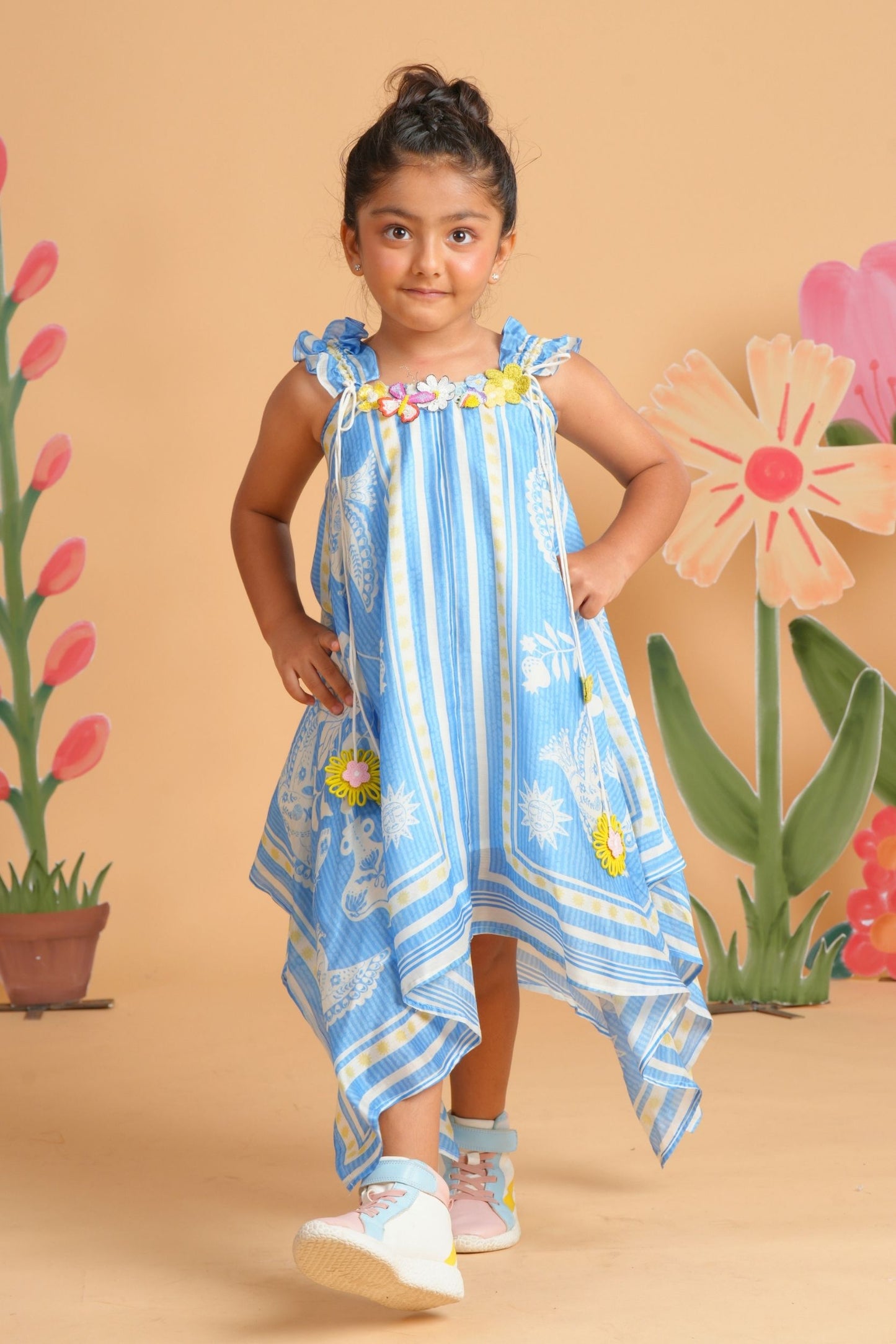 Nola Blue Embellished Handkerchief Dress