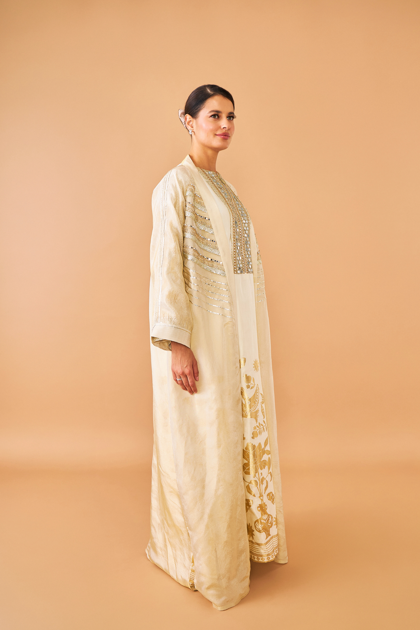 Alba Gold Ladies Coat with Long Dress ( set of 2 pcs)