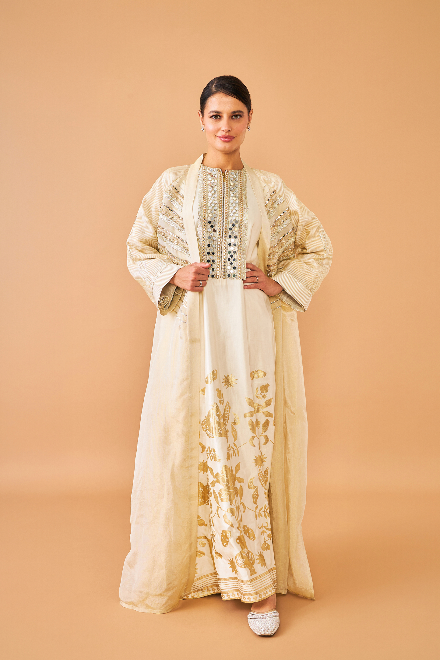 Alba Gold Coat with Long Dress - Mom & Me