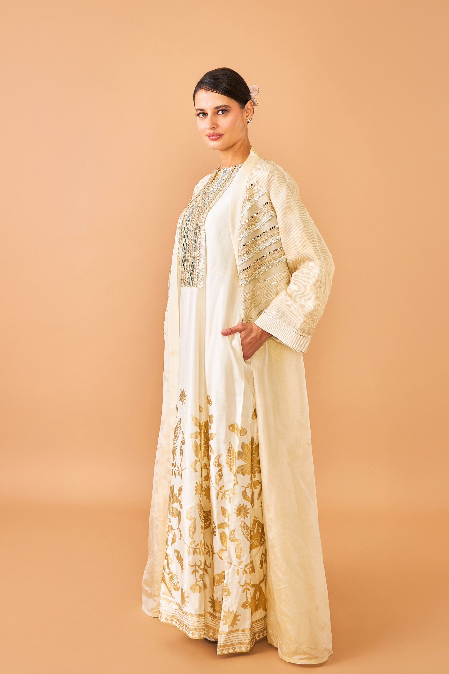 Alba Gold Coat with Long Dress - Mom & Me