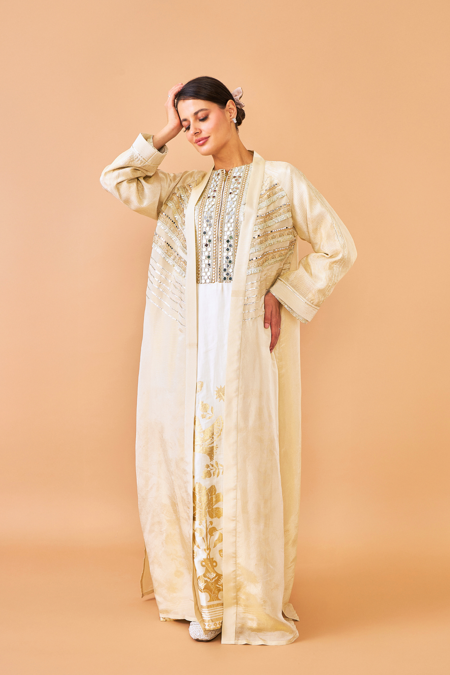 Alba Gold Coat with Long Dress - Mom & Me