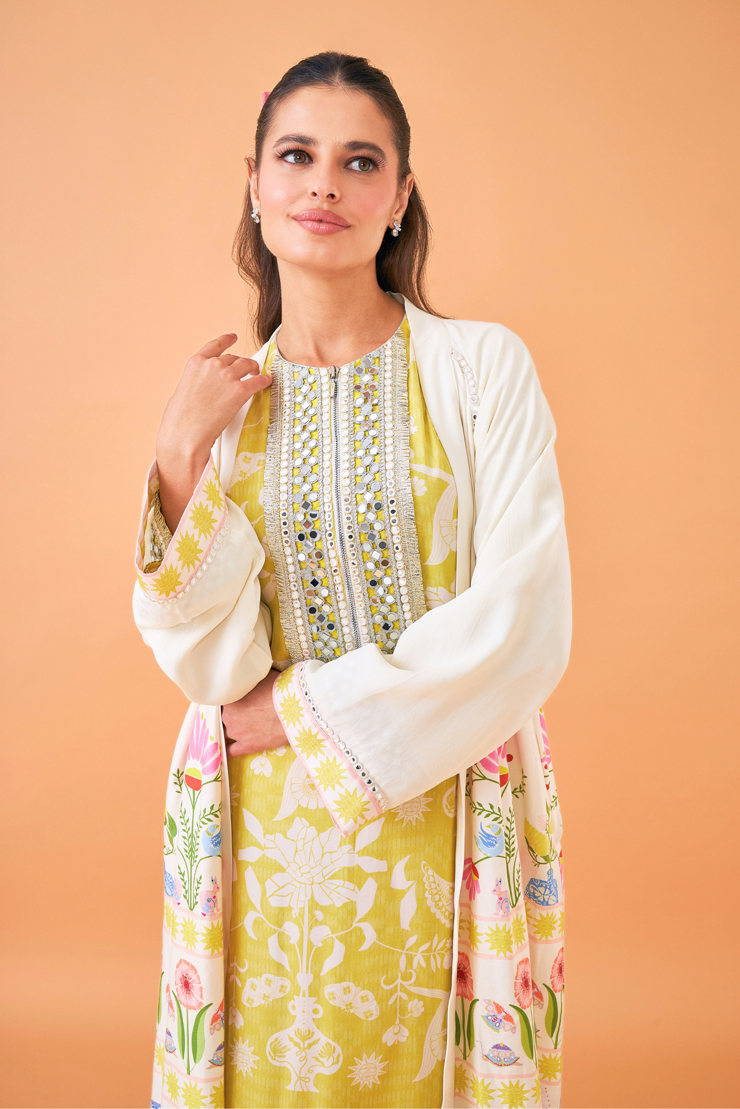 Dala Coat with Poppy Yellow Long Dress