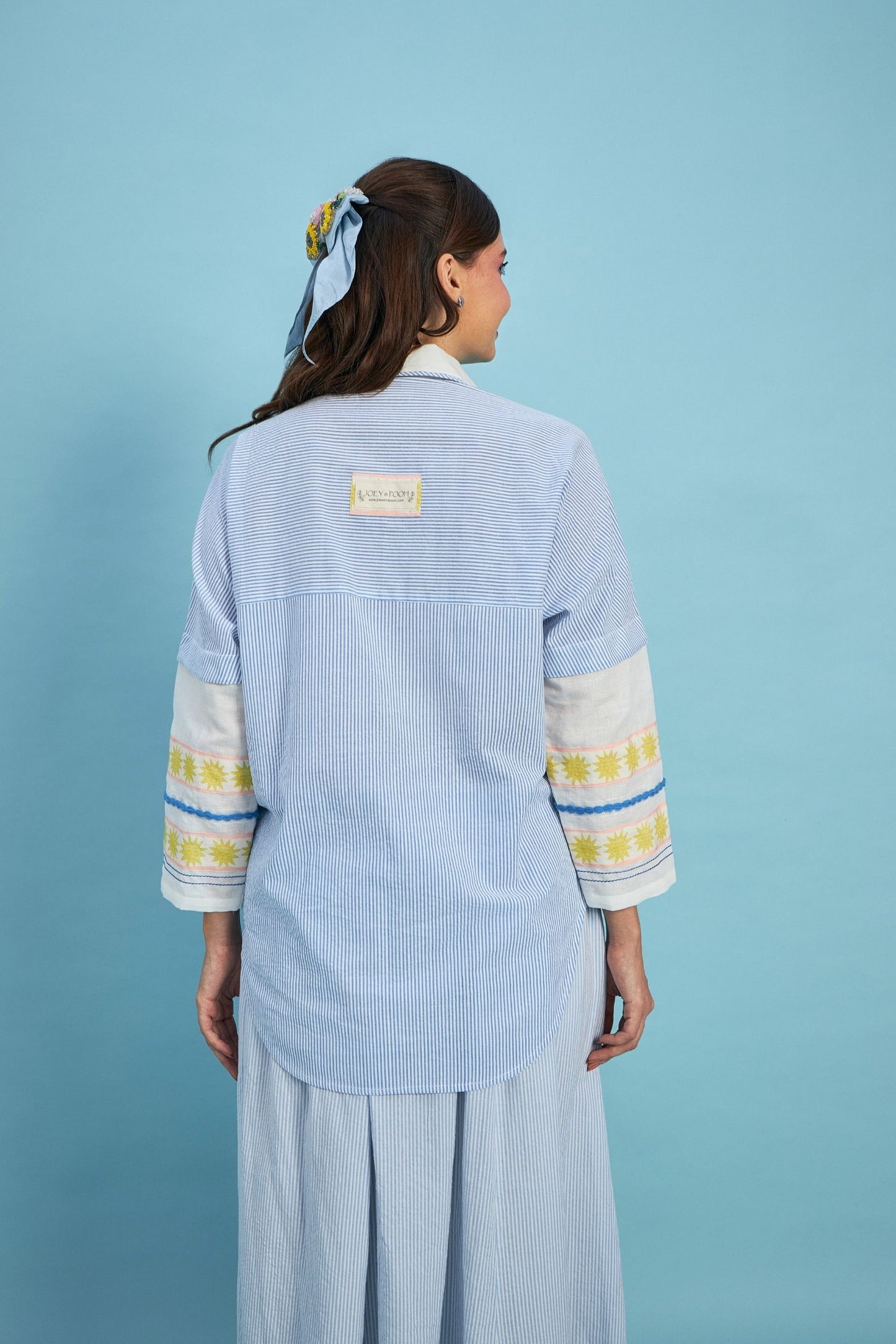 Cuckoo Embroidered Ladies Linen Shirt