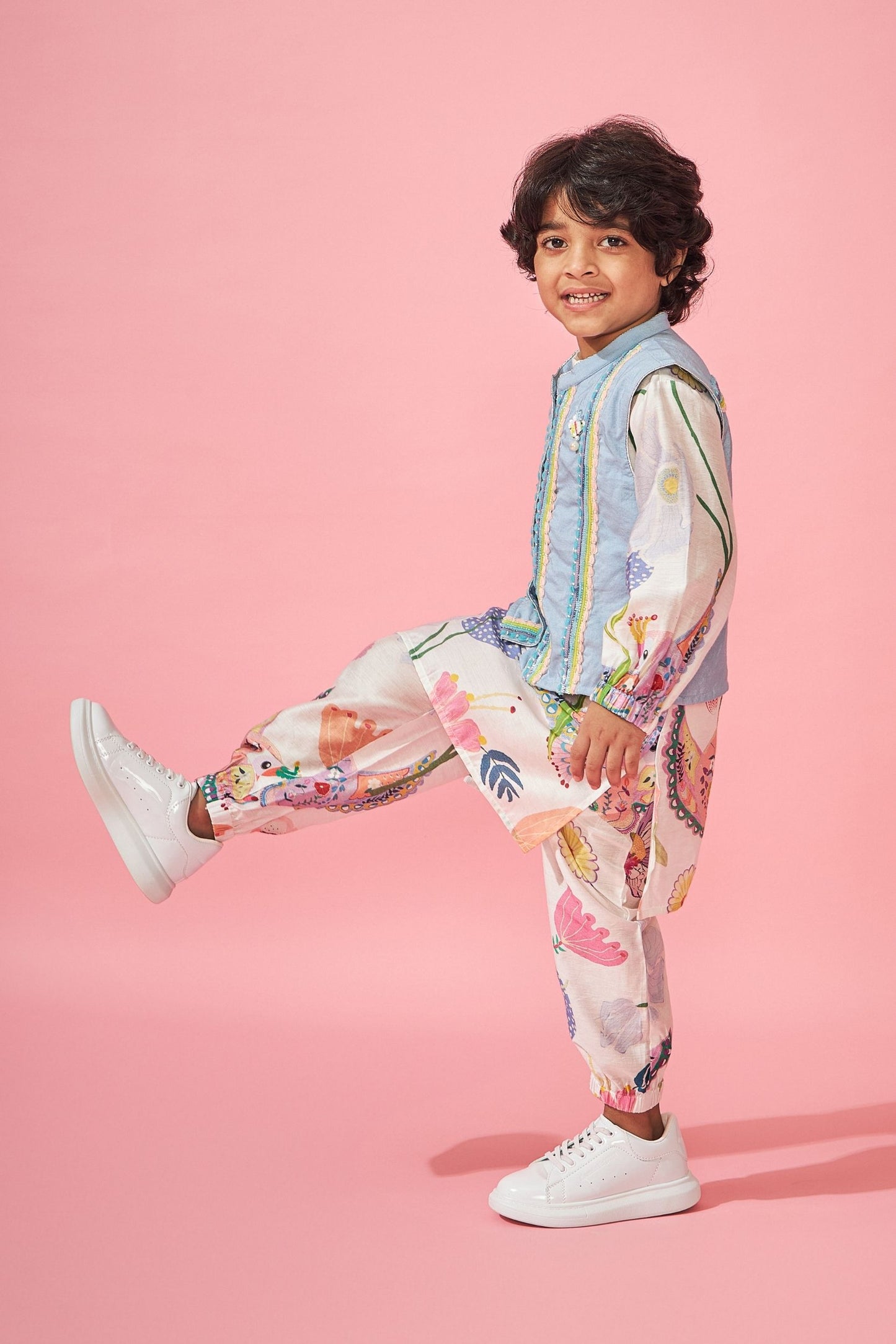 White Bloom Festive Embellished Boys Coord (3 pc set)