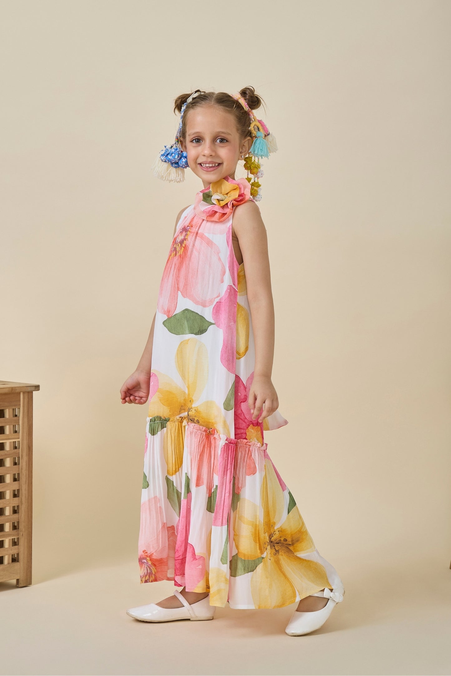 Blooming Meadows Printed Girls Long Dress & Blooming Meadows Printed Ladies Maxi Dress