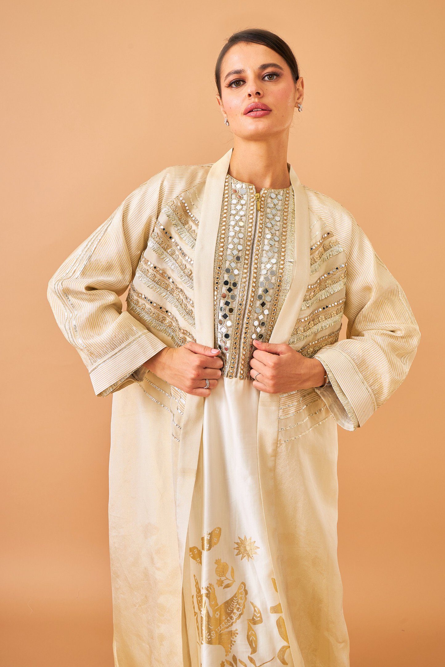 Alba Gold Coat with Long Dress - Mom & Me