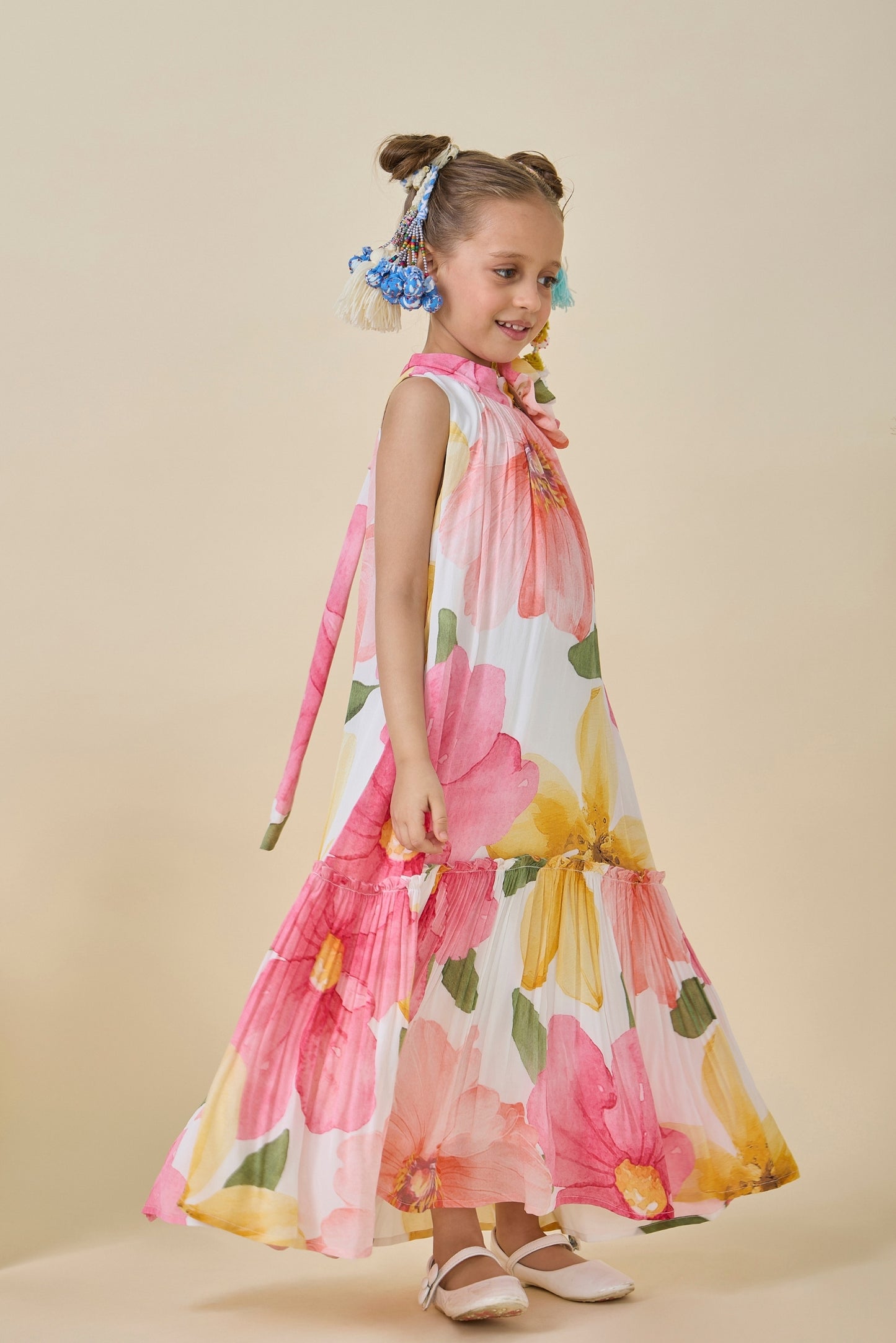 Blooming Meadows Printed Girls Long Dress & Blooming Meadows Printed Ladies Maxi Dress