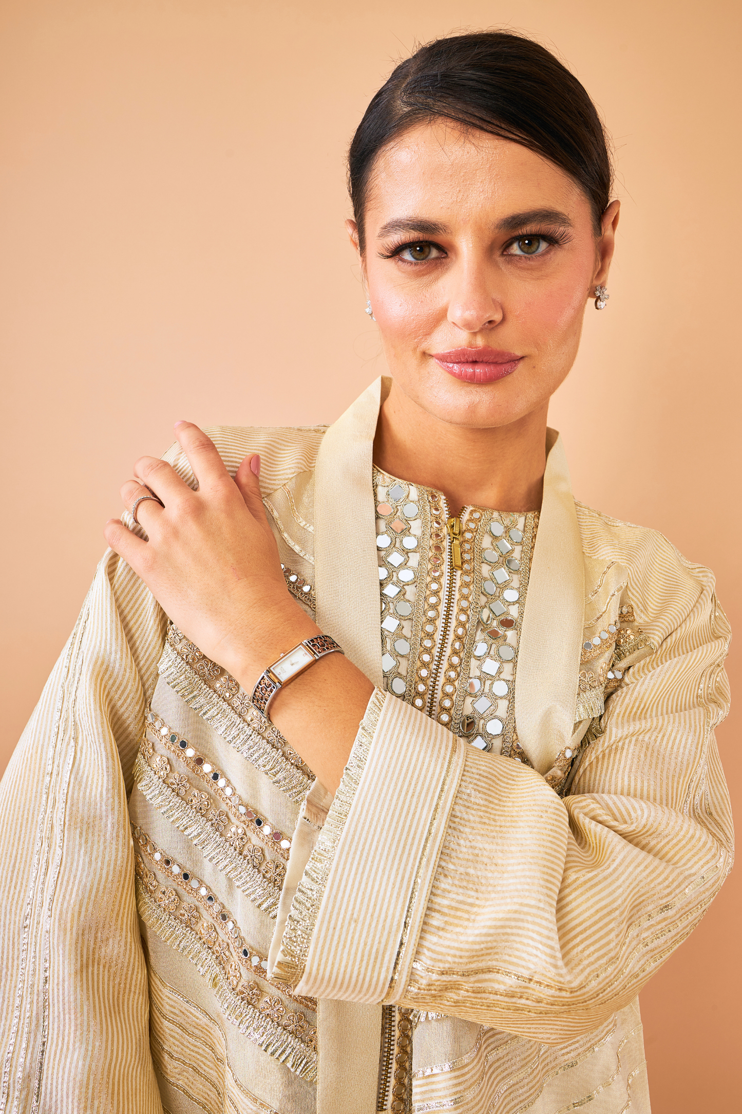 Alba Gold Coat with Long Dress - Mom & Me