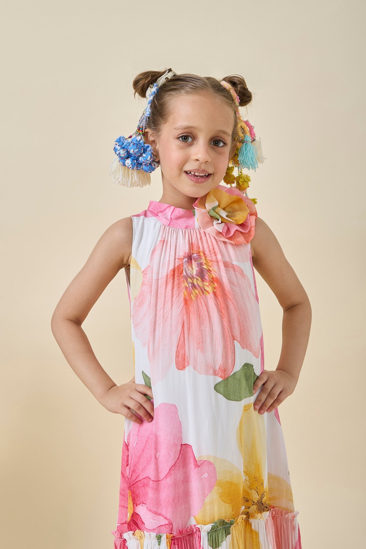 Blooming Meadows Printed Girls Long Dress