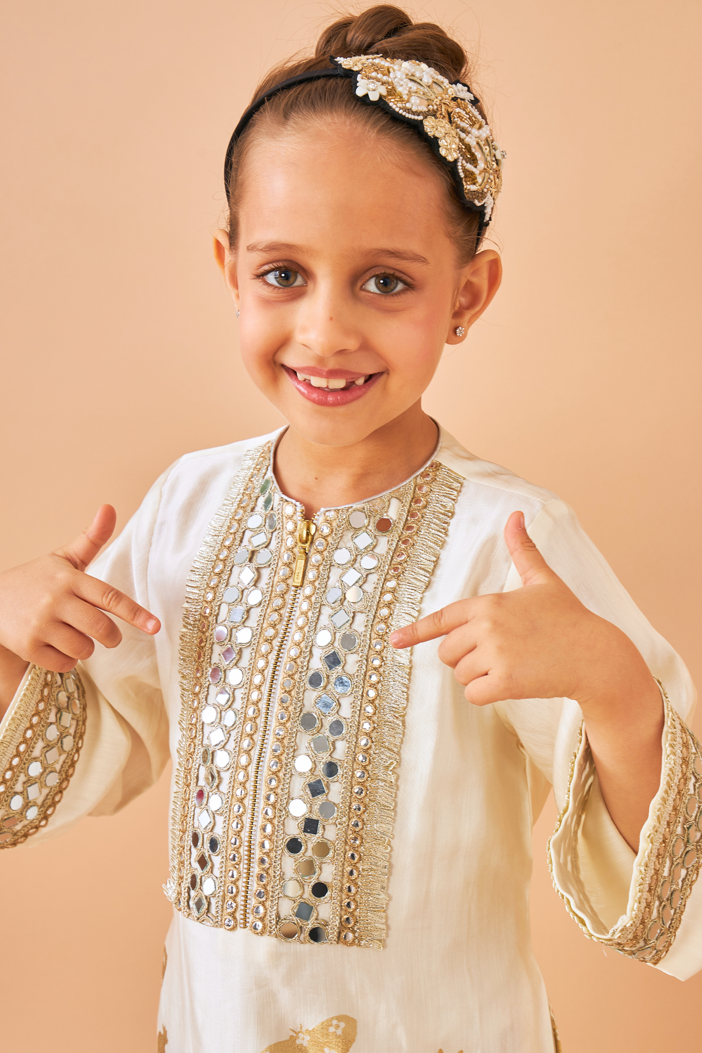 Alba Gold Girls Long Dress