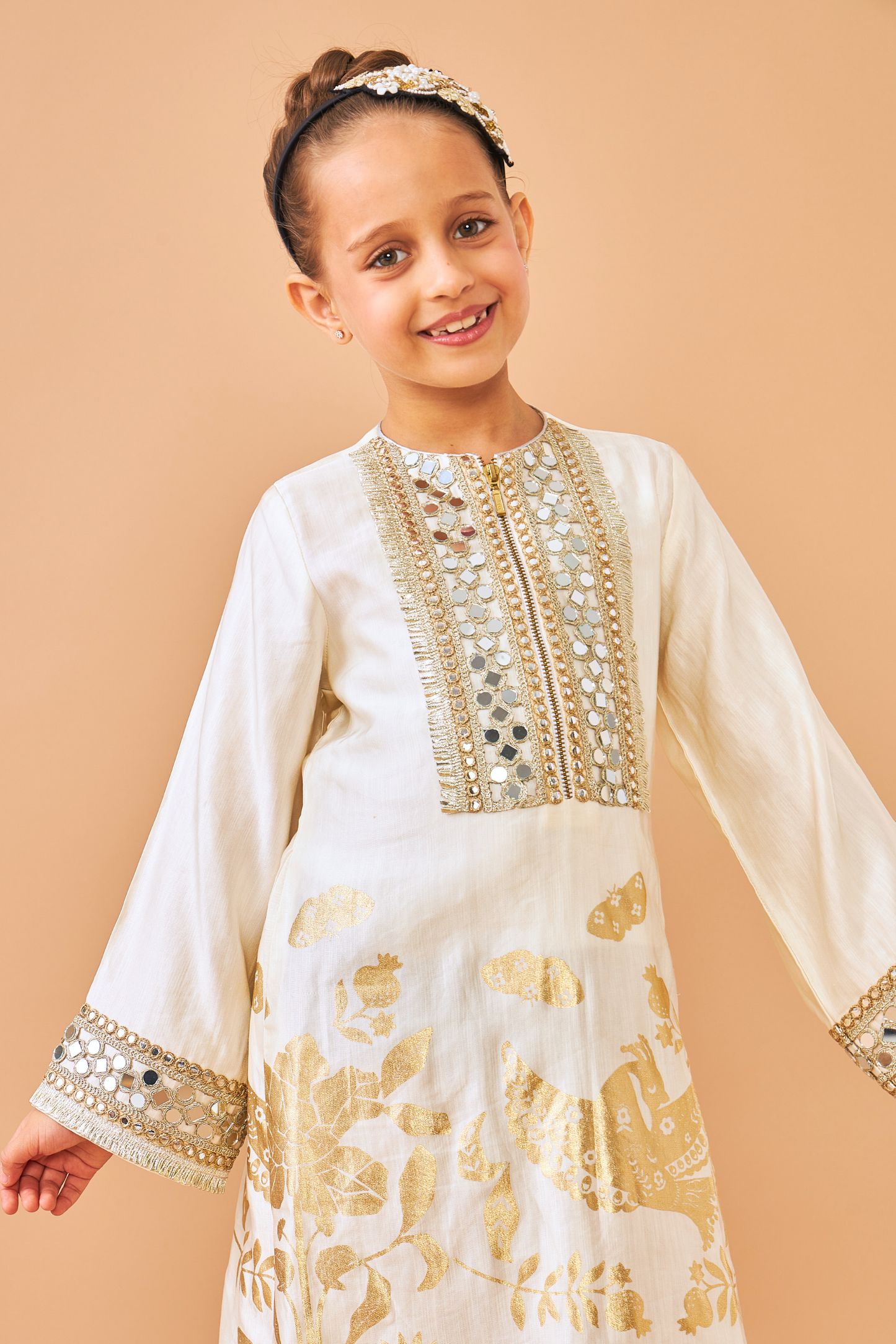 Alba Gold Girls Long Dress