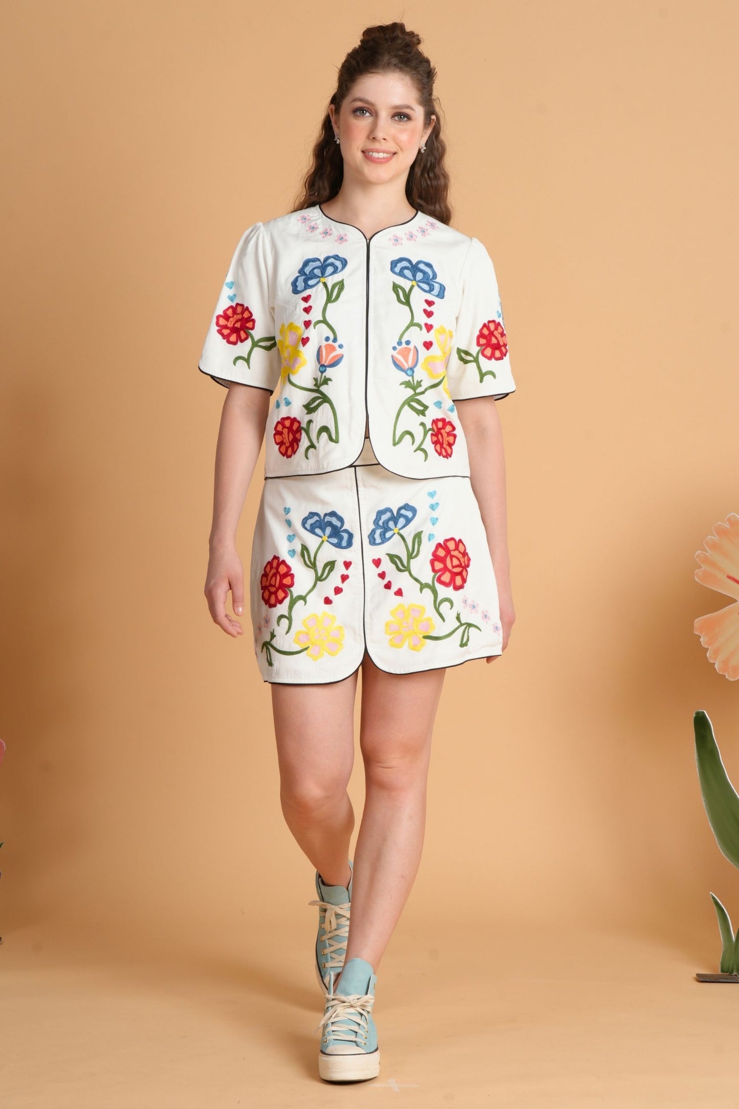 Liora Embroidered Women'S Skirt Top Set  (Set Of 2 Pcs)