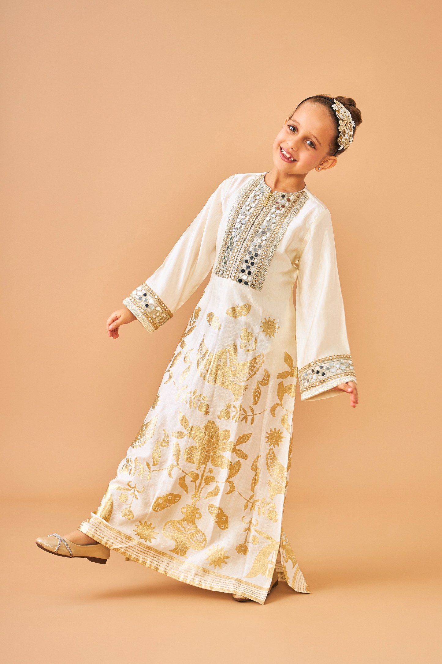 Alba Gold Girls Long Dress