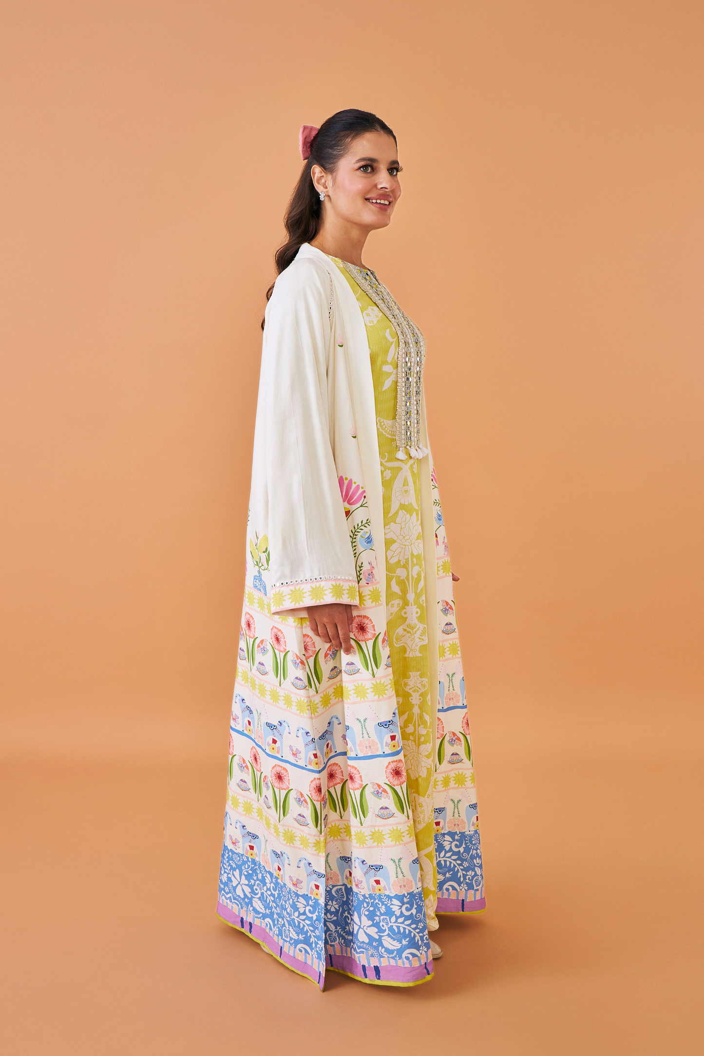 Dala Coat with Poppy Yellow Long Dress