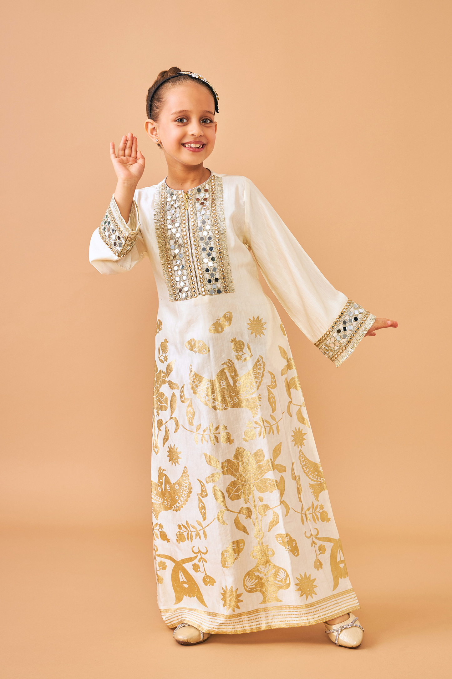 Alba Gold Girls Long Dress
