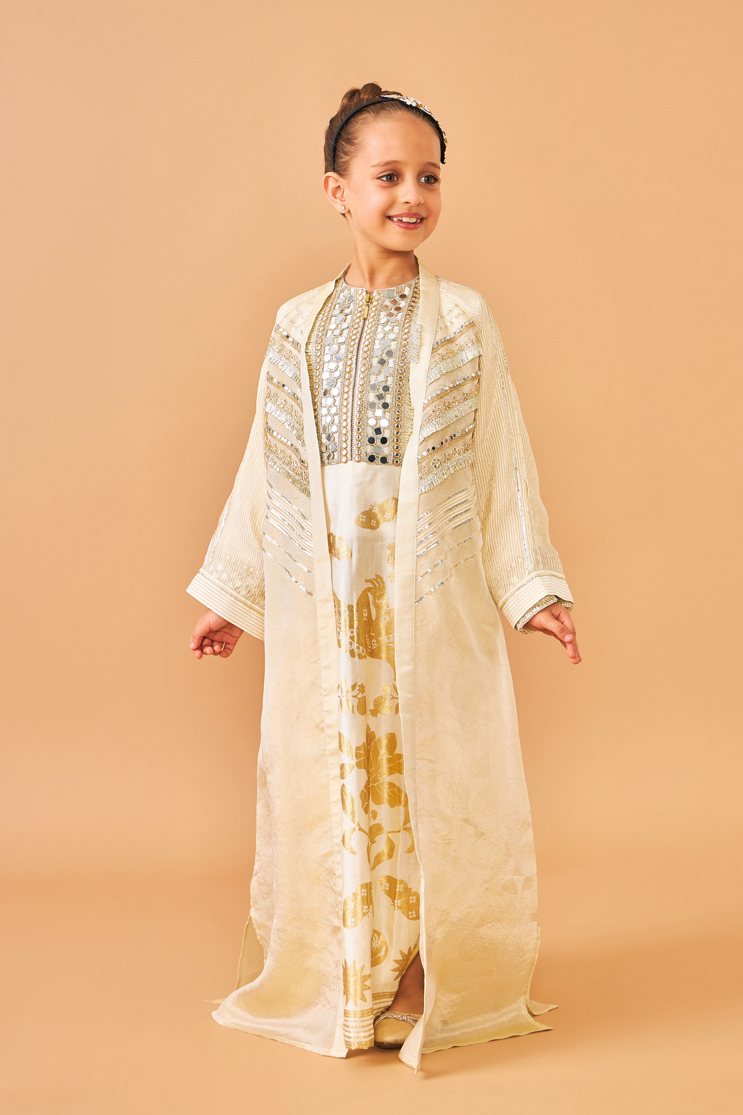 Alba Gold Coat with Long Dress - Mom & Me