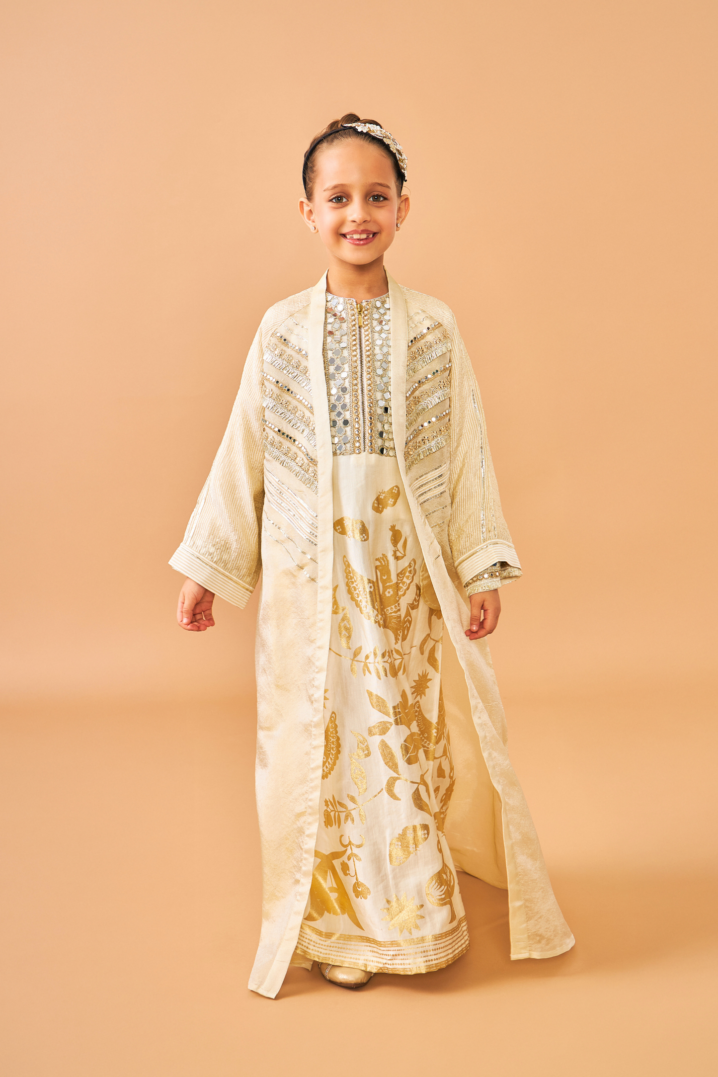 Alba Gold Coat with Long Dress - Mom & Me