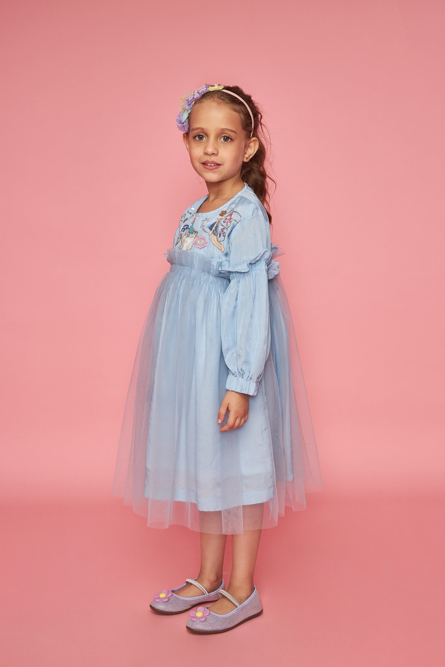 Fairytale Blue Kids Embellished Dress Bloom
