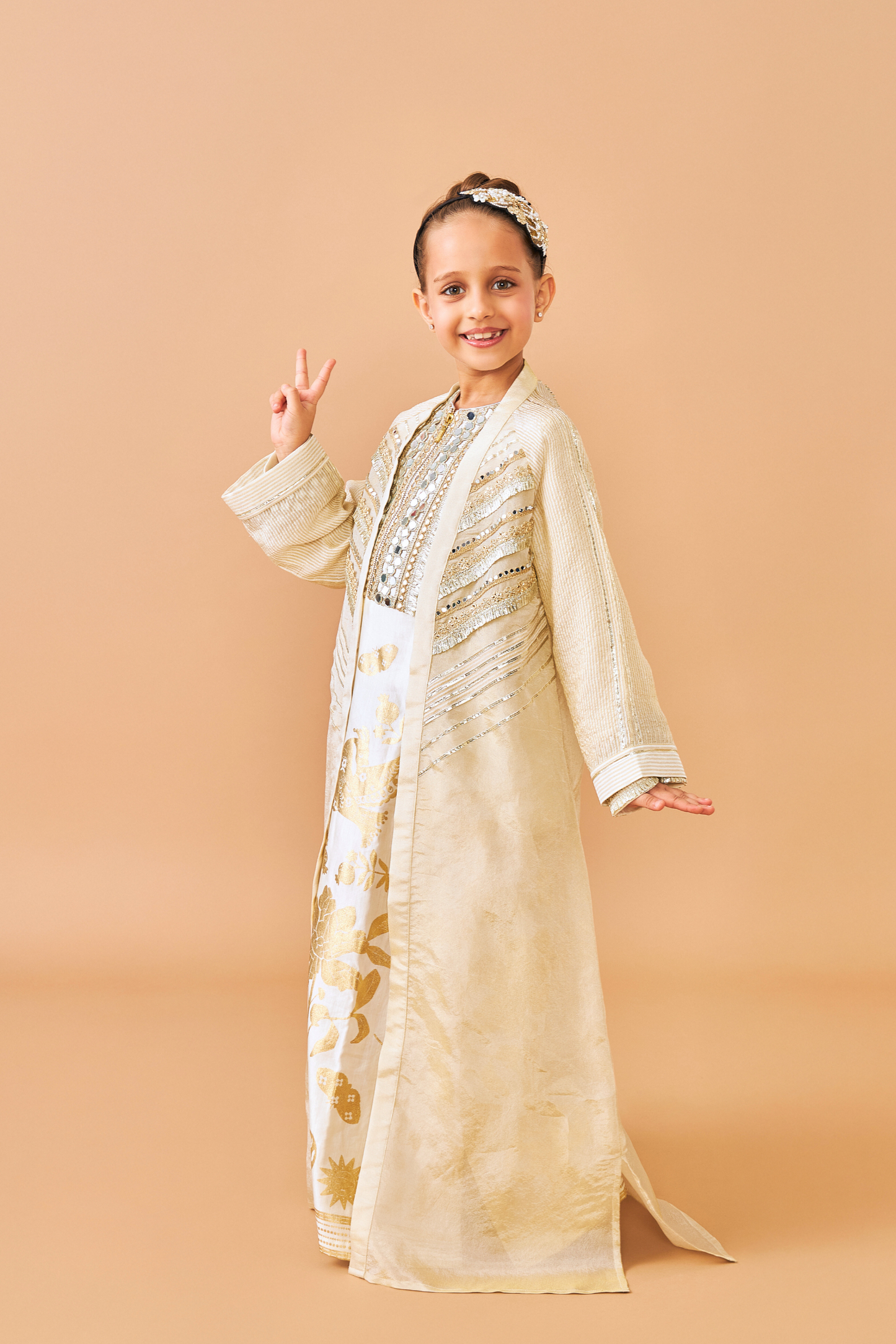 Alba Gold Coat with Long Dress - Mom & Me