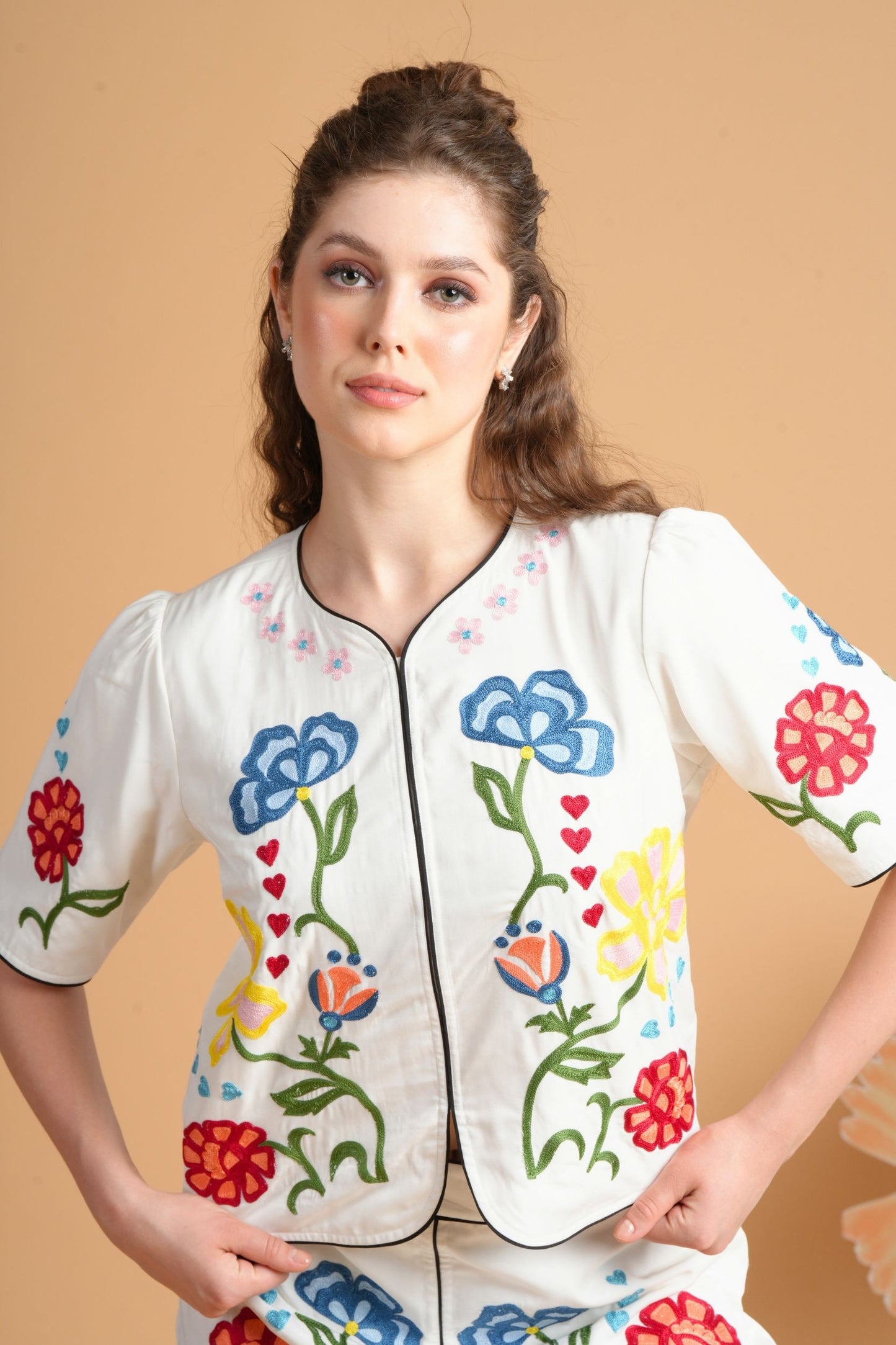Liora Embroidered Women'S Skirt Top Set  (Set Of 2 Pcs)