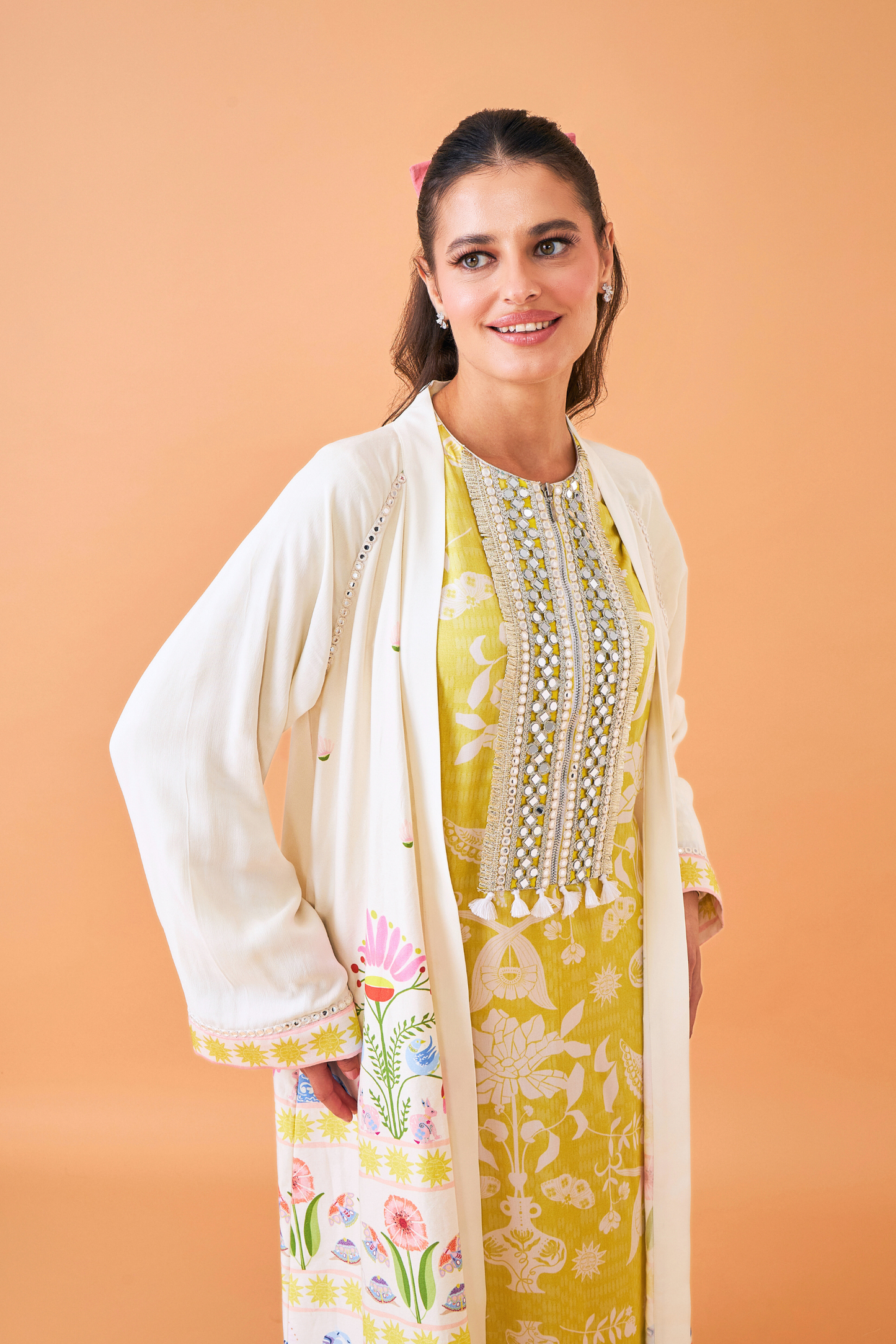 Dala Coat with Poppy Yellow Long Dress