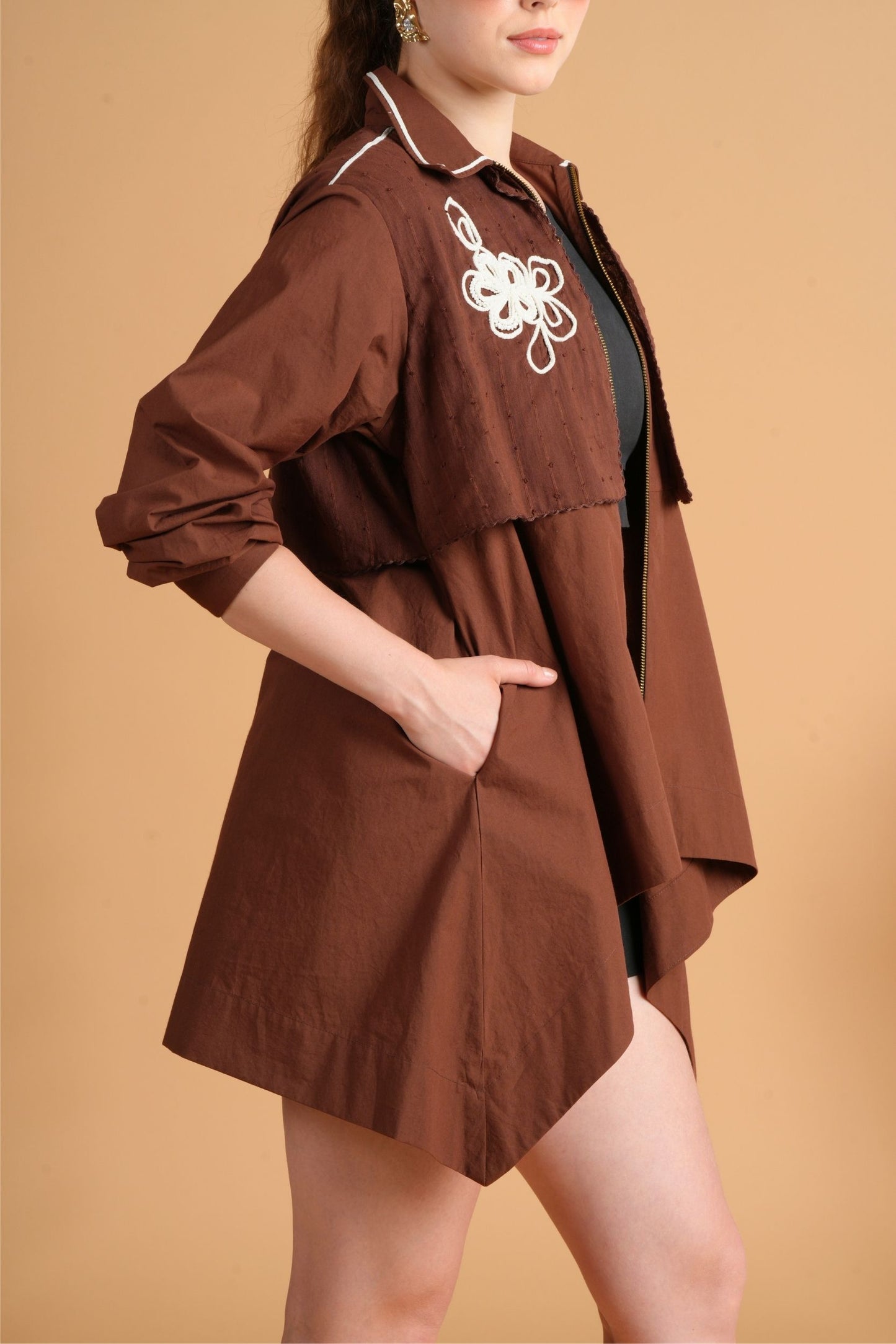 Soraya Chocolate Ladies Oversized Shacket