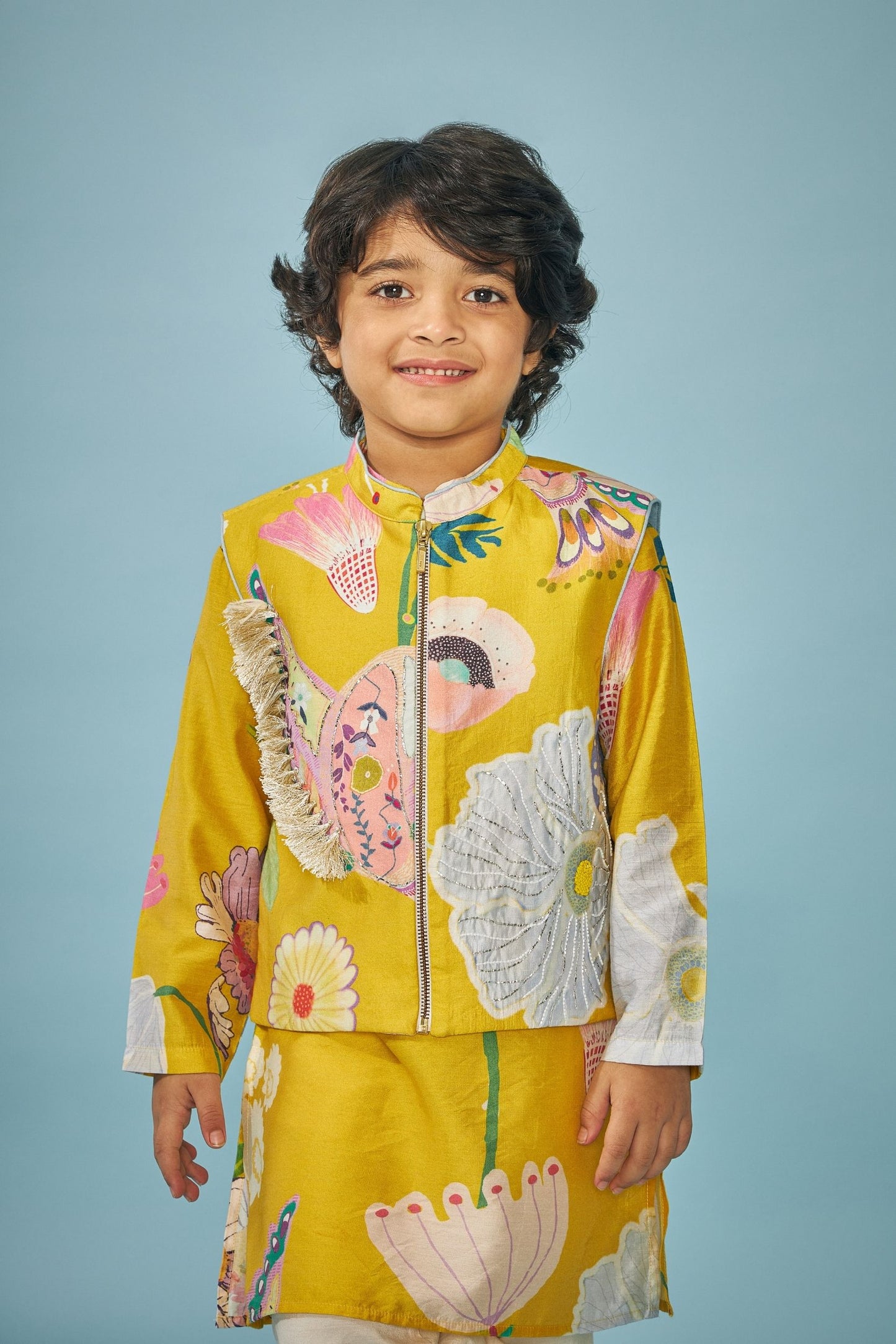 Yellow Bloom Festive Embellished Boys Coord (3 pc set)