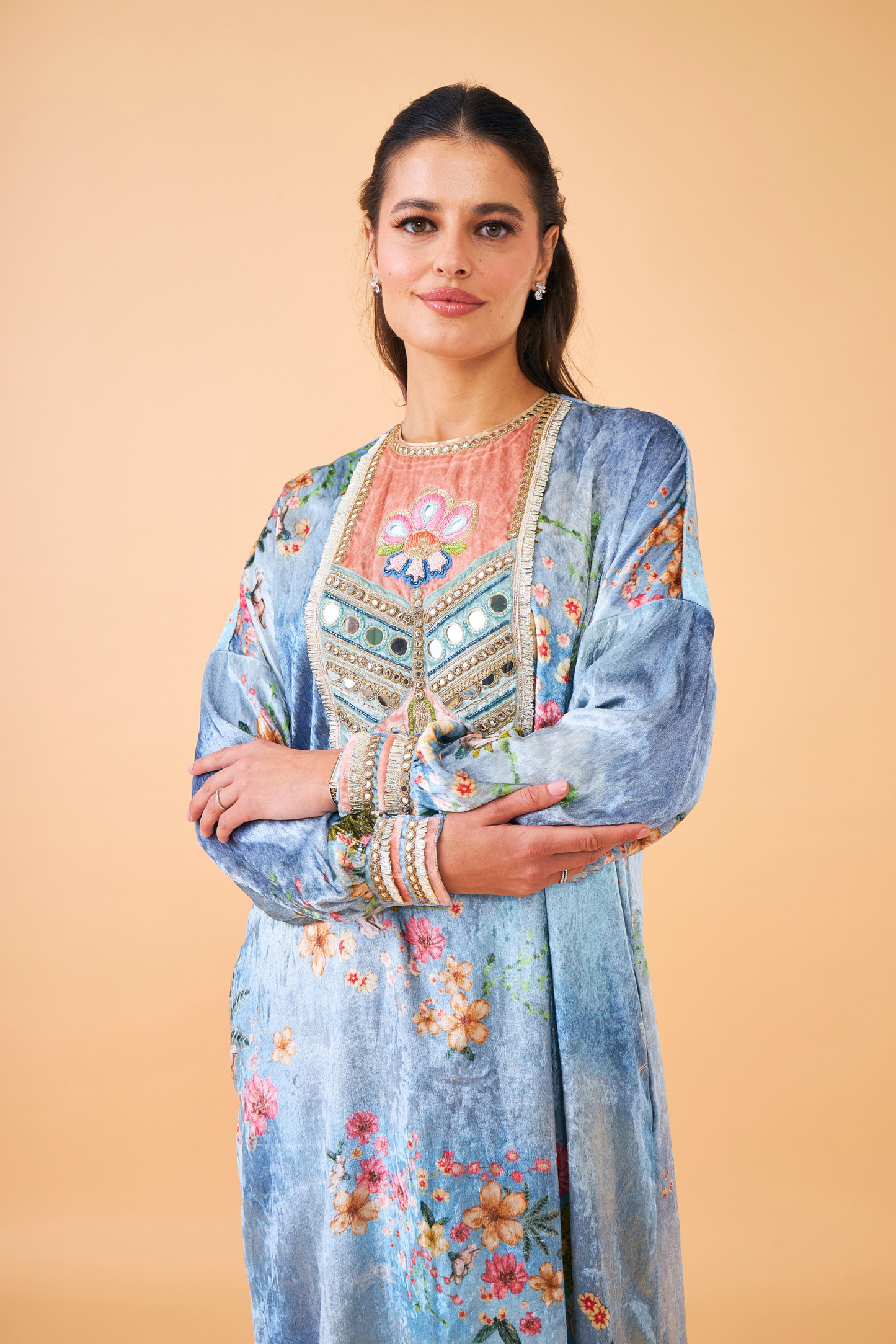 Clea Blue Velvet Ladies Long Dress