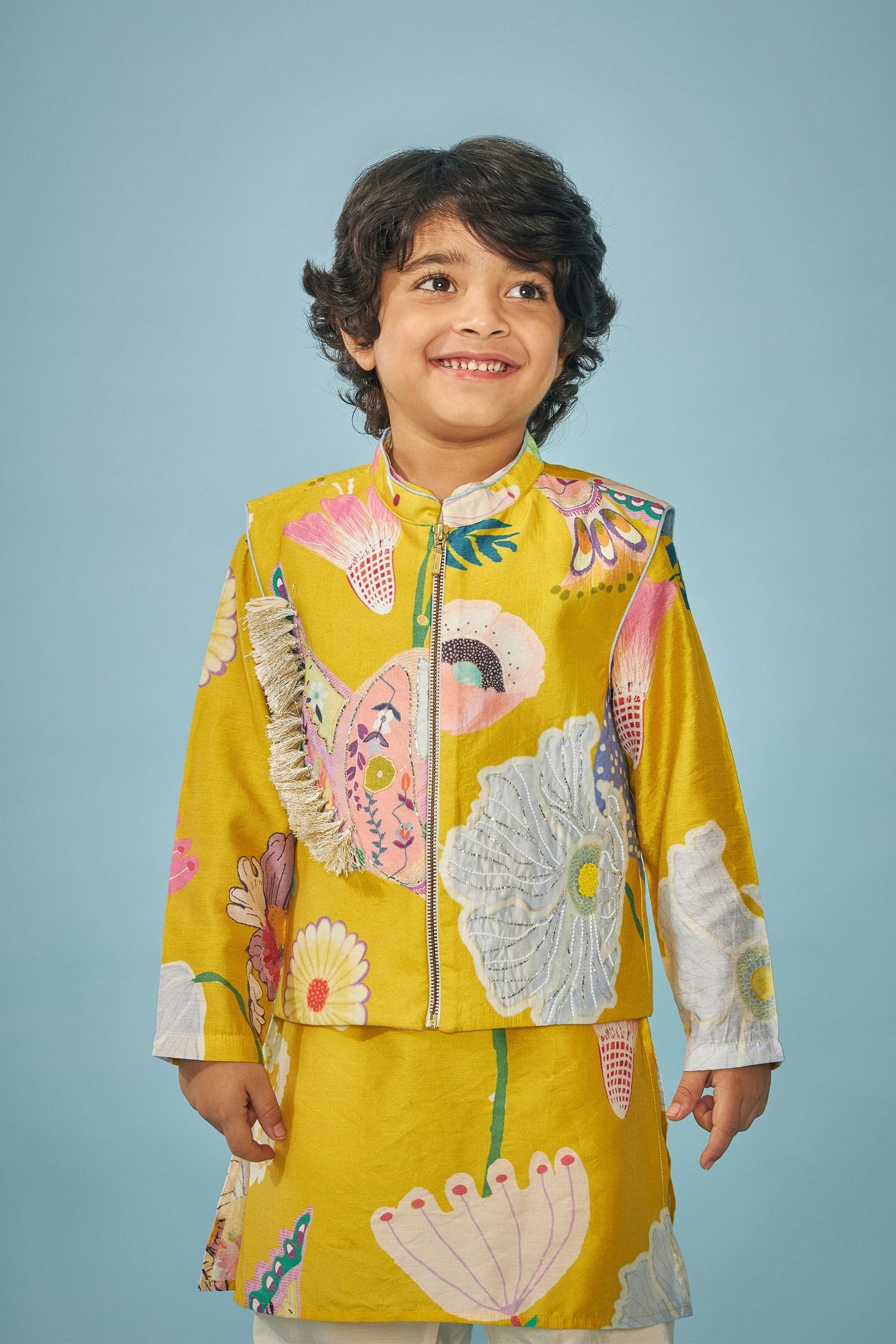 Yellow Bloom Festive Embellished Boys Coord (3 pc set)