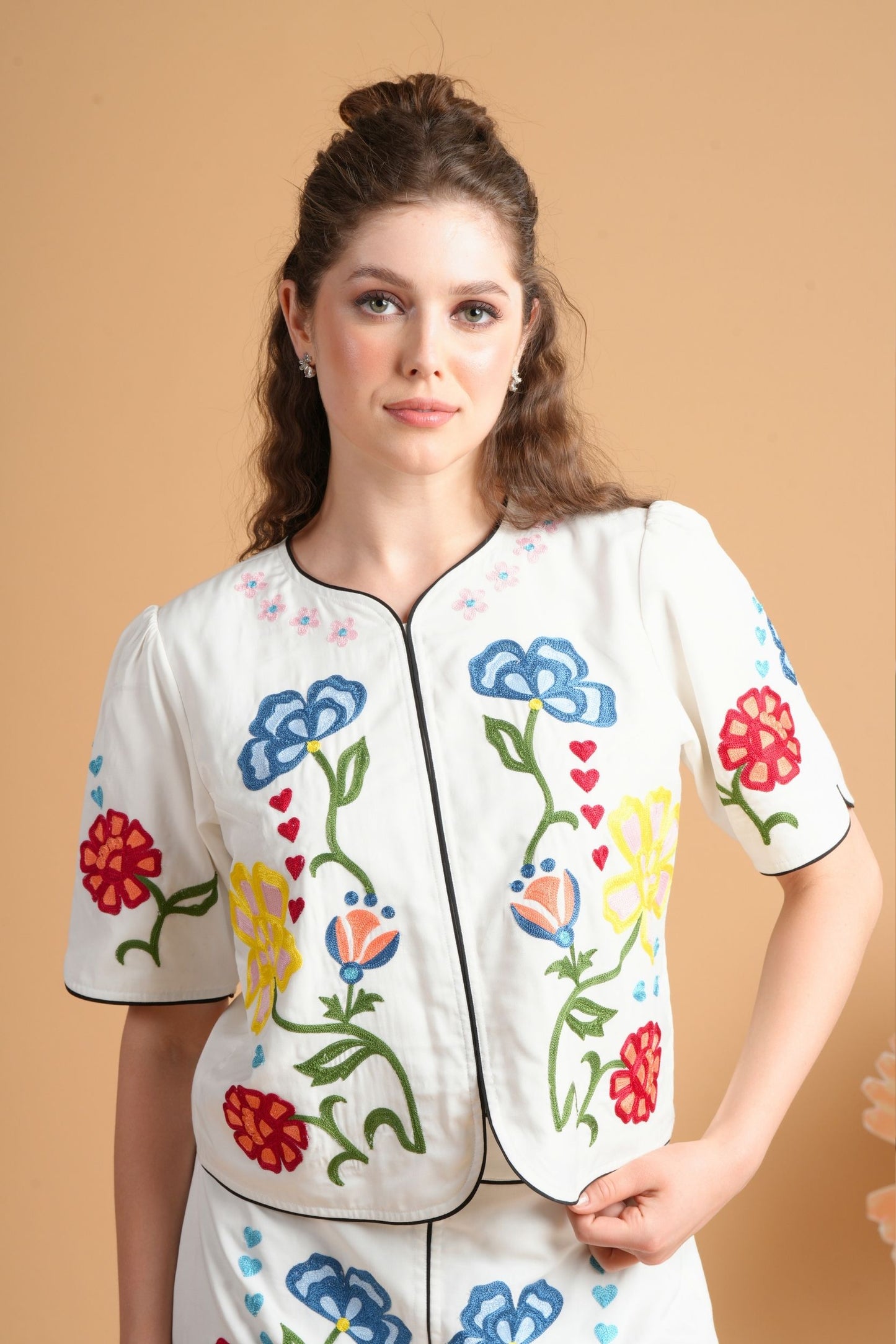 Liora Embroidered Women'S Skirt Top Set  (Set Of 2 Pcs)