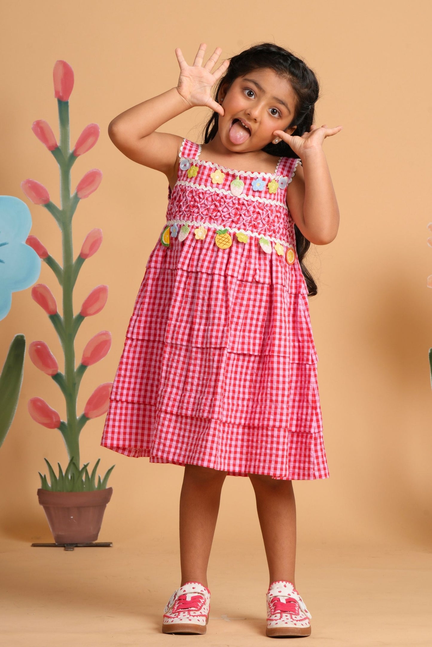 Berry Pop Smocked Dress