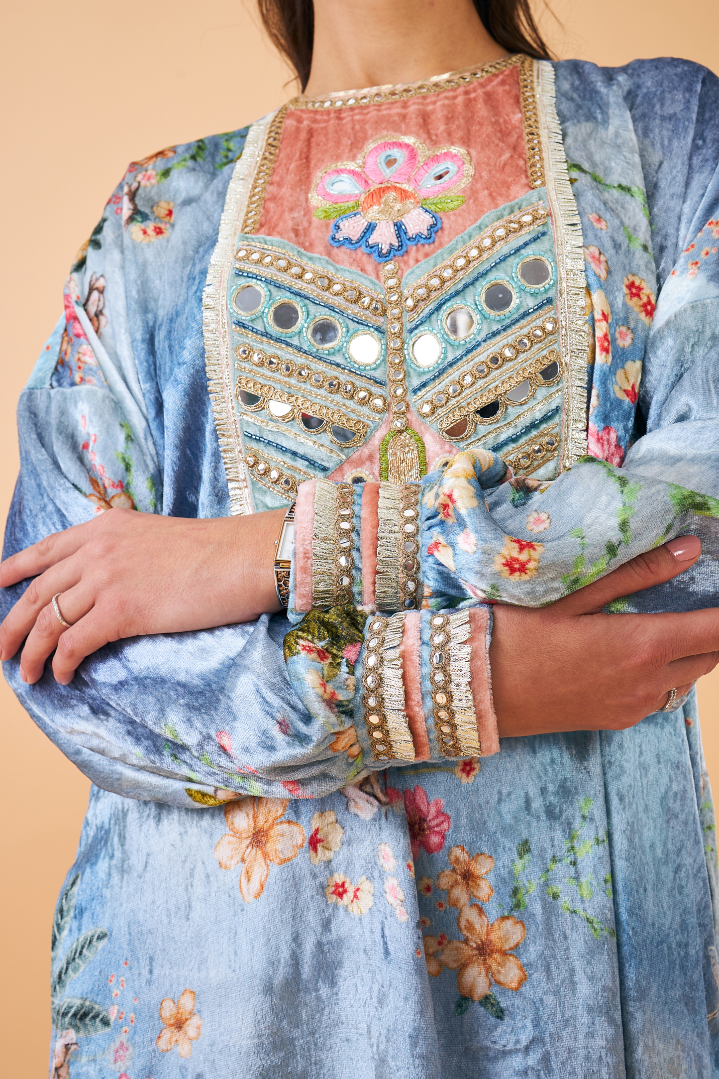 Clea Blue Velvet Ladies Long Dress