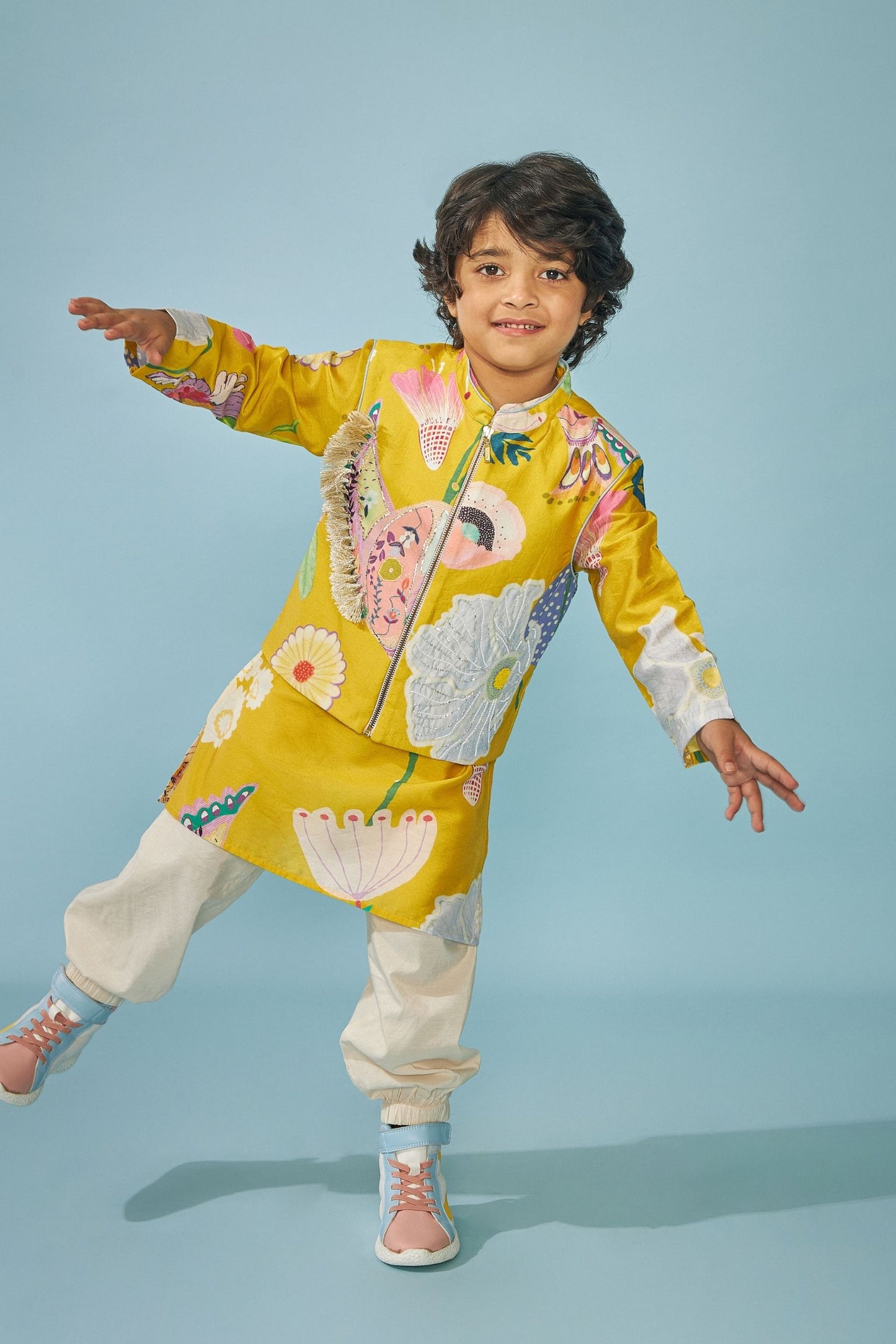 Yellow Bloom Festive Embellished Boys Coord (3 pc set)