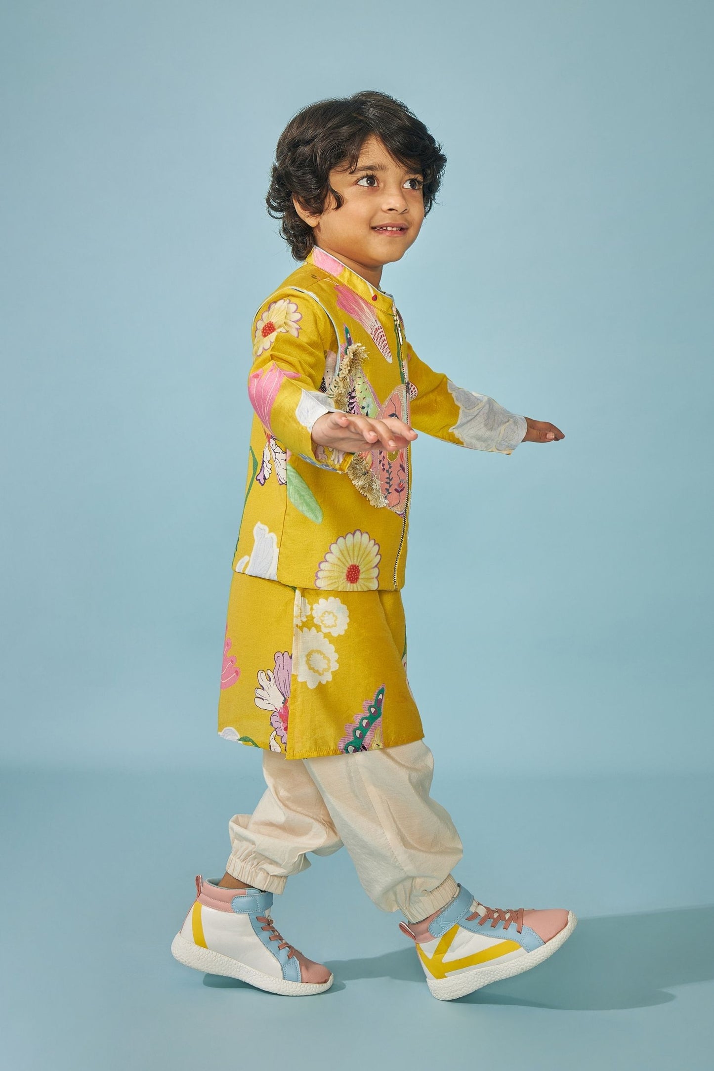 Yellow Bloom Festive Embellished Boys Coord (3 pc set)