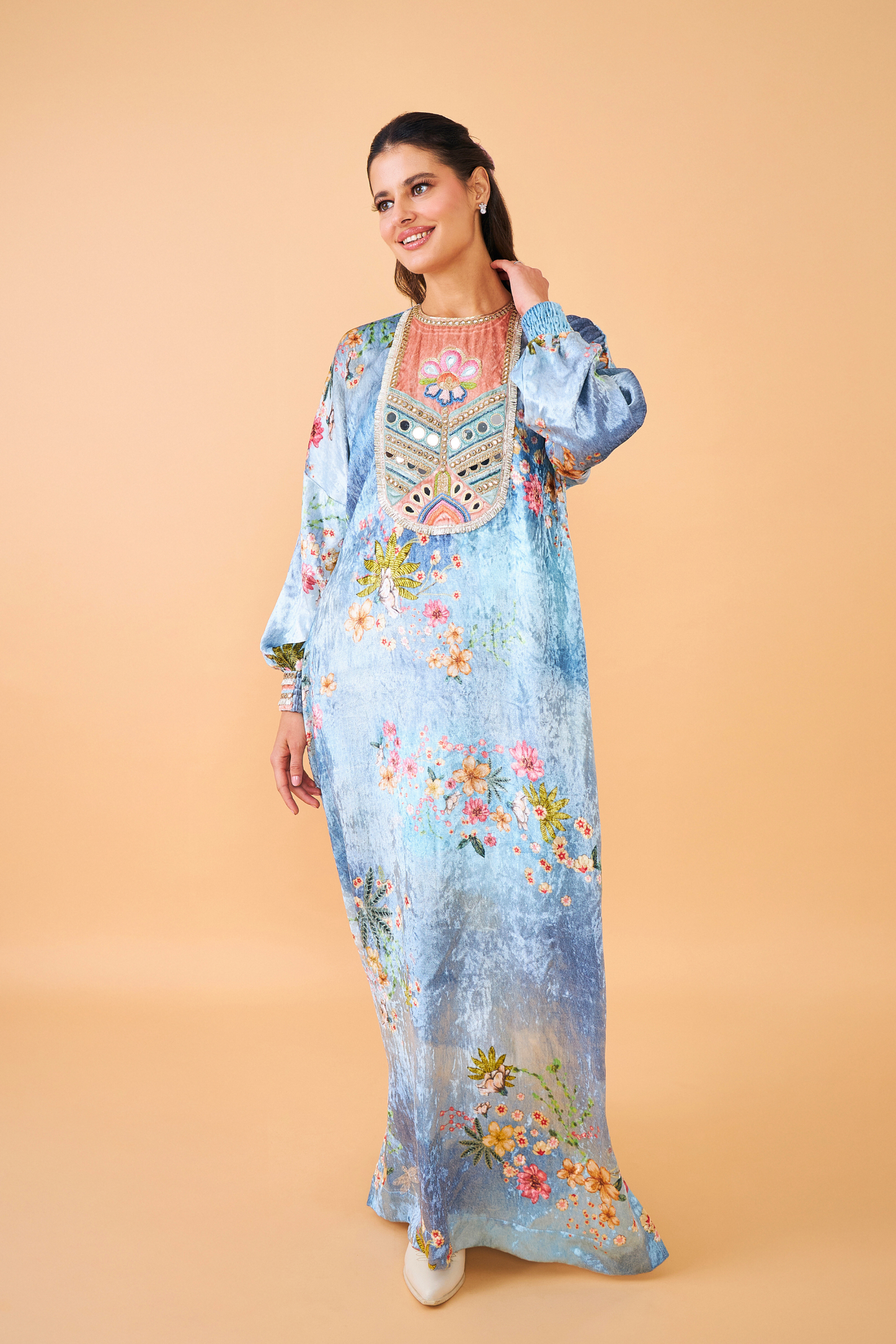 Clea Blue Velvet Ladies Long Dress