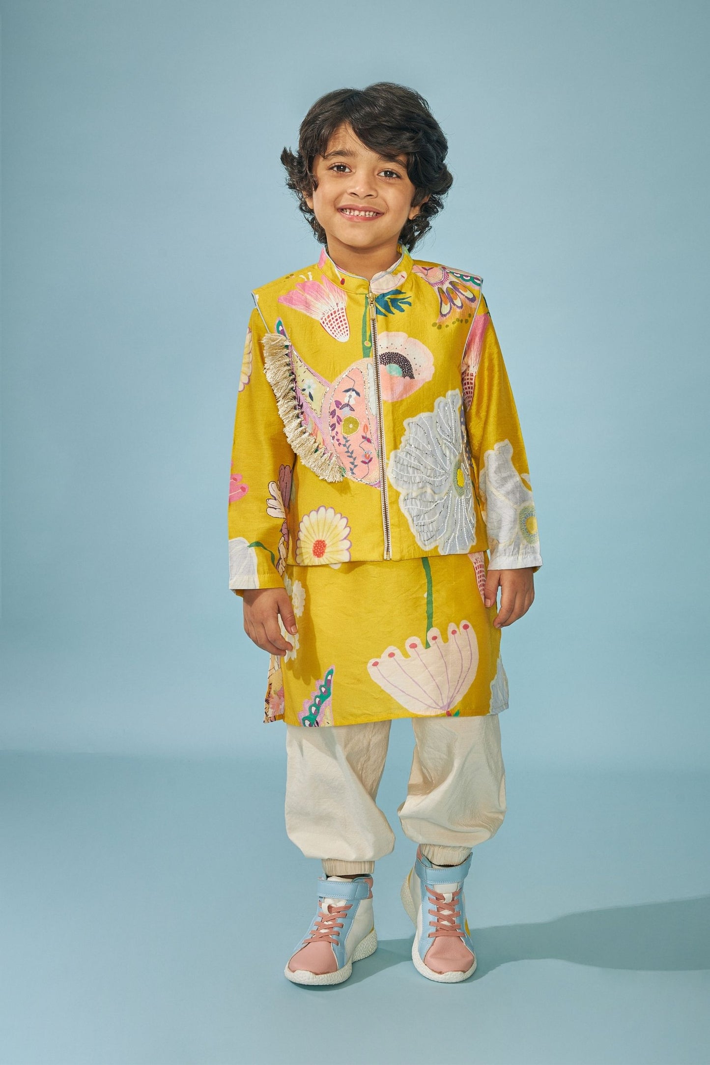 Yellow Bloom Festive Embellished Boys Coord (3 pc set)