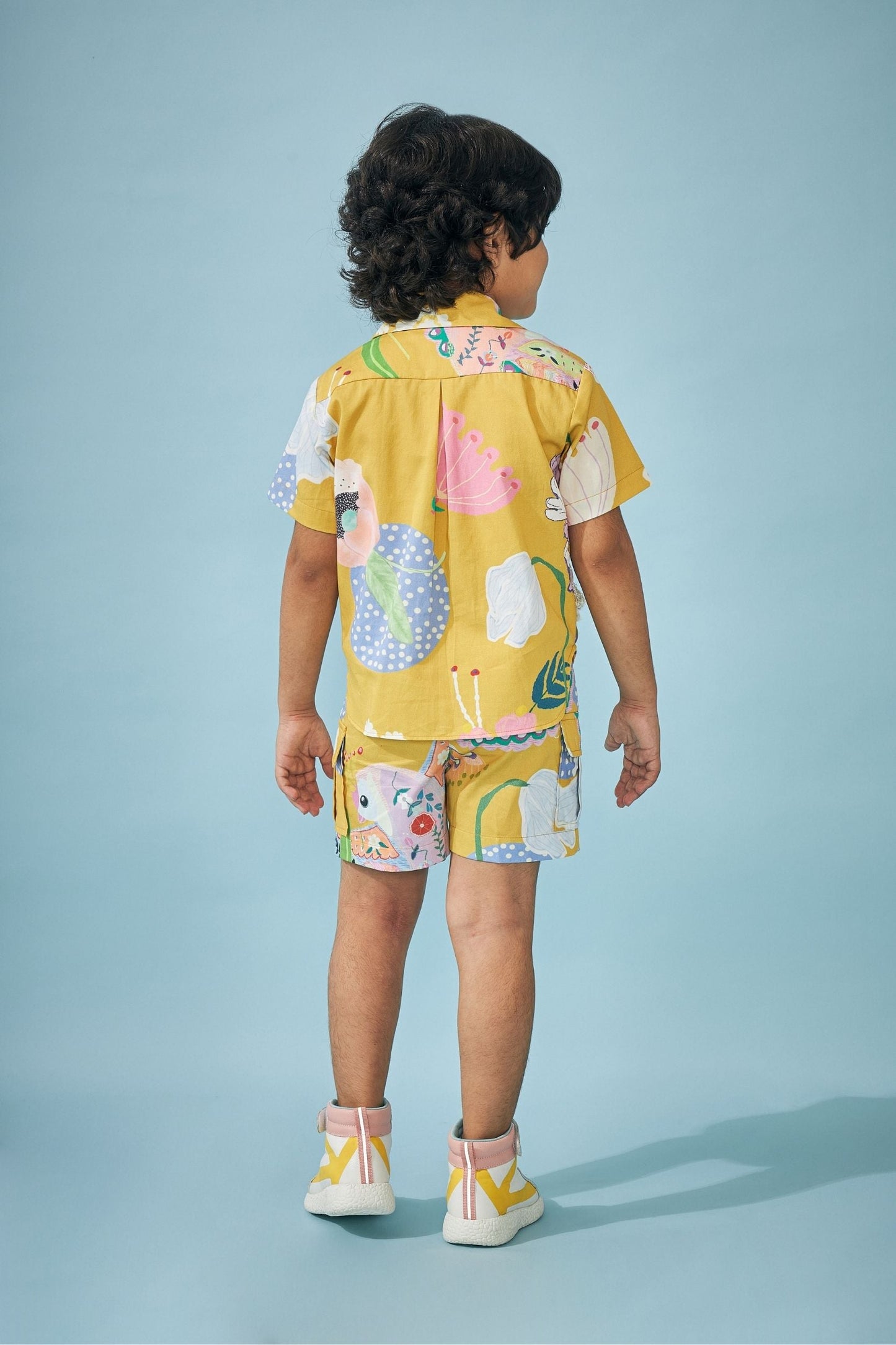 Zuri Mustard Blazer Dress with Boys Shirts Shorts Coord - Mom & Son