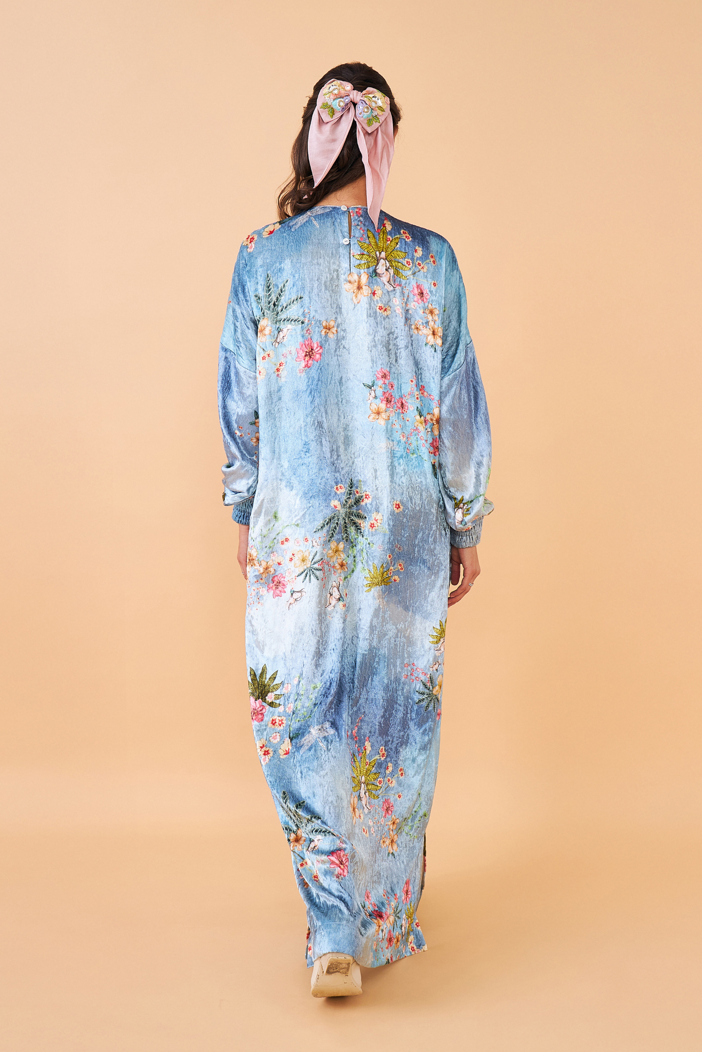 Clea Blue Velvet Ladies Long Dress