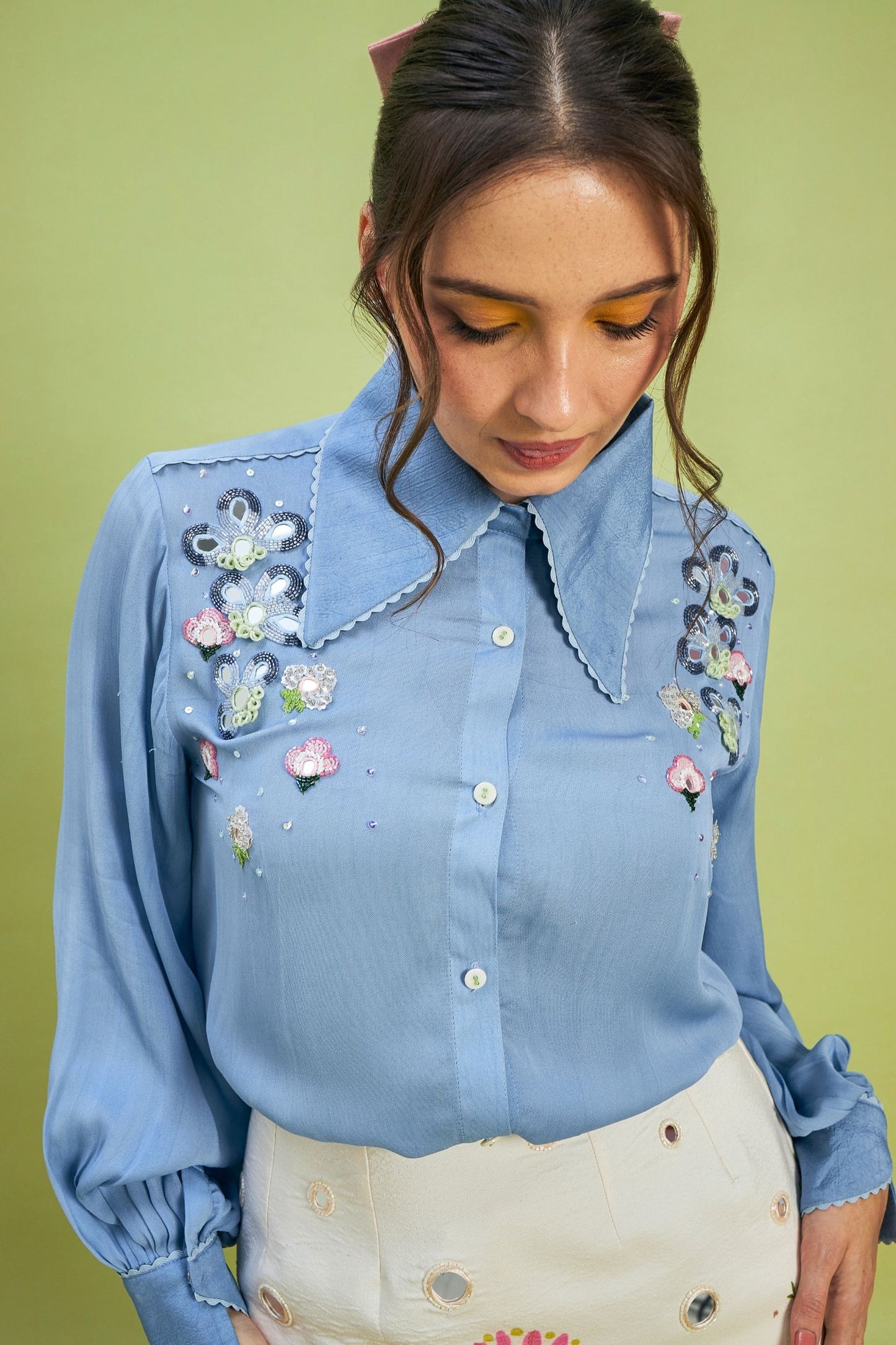 Blooma Blue Embellished Ladies Shirt