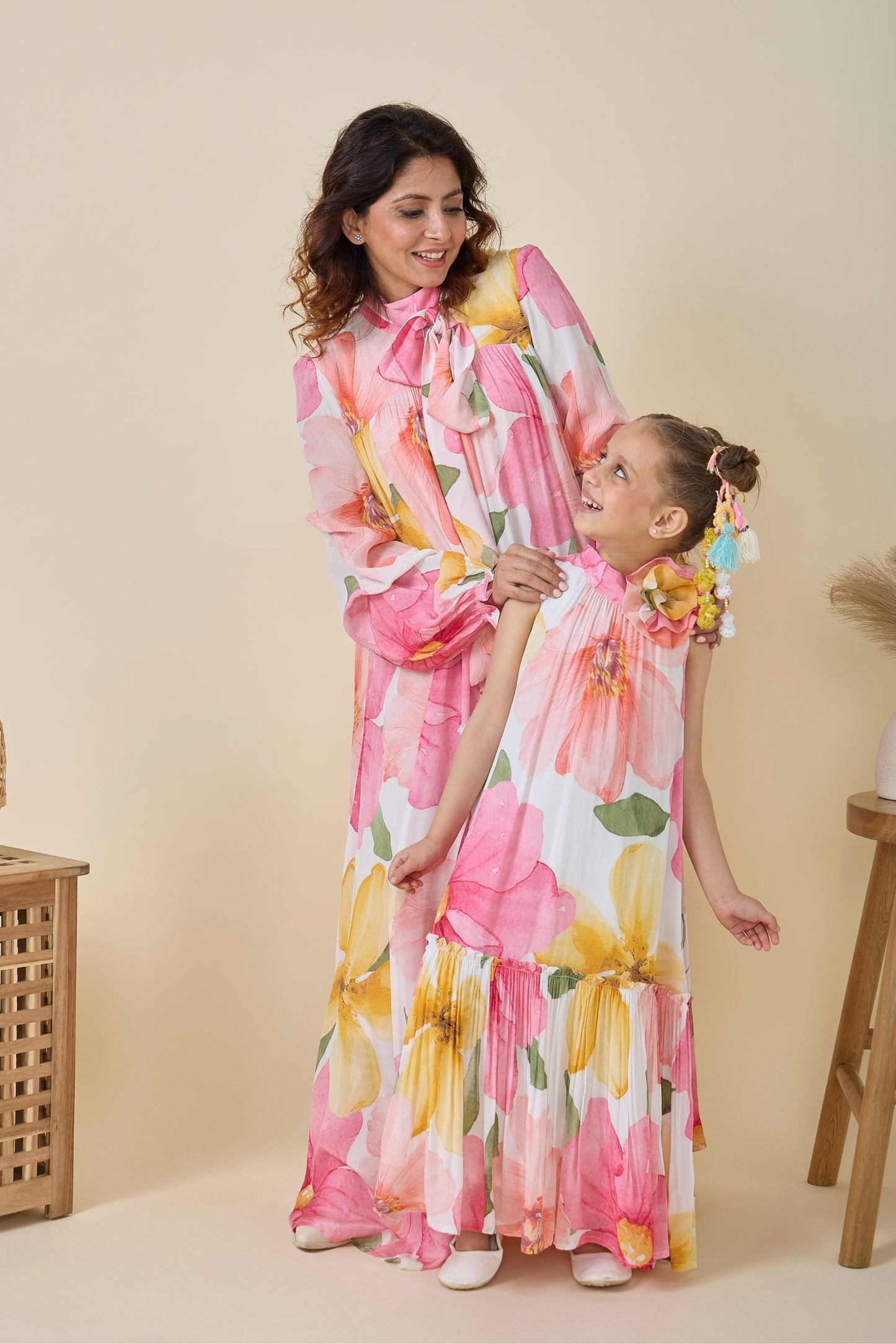 Blooming Meadows Printed Girls Long Dress & Blooming Meadows Printed Ladies Maxi Dress