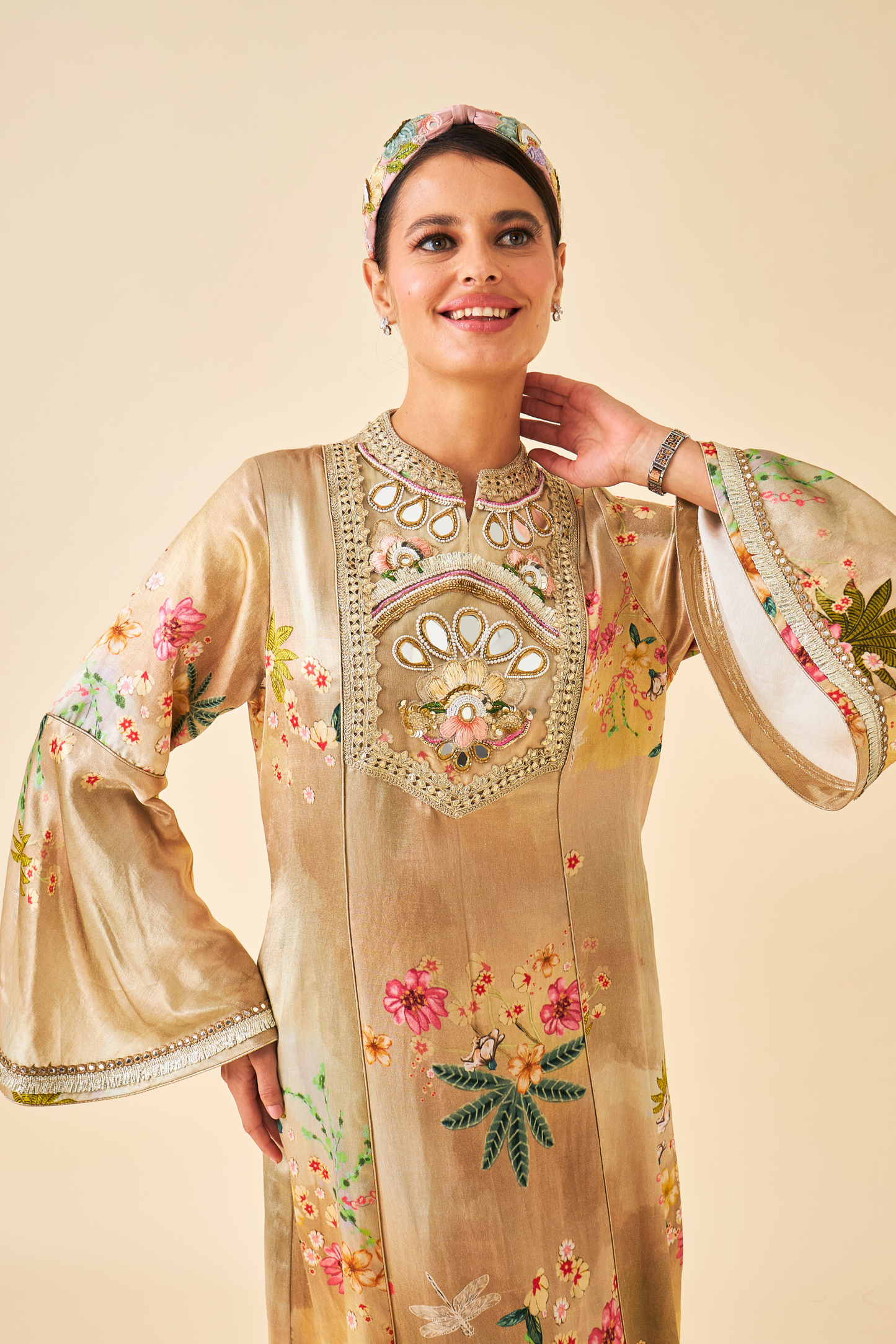 Clea Gold Ladies Long Dress